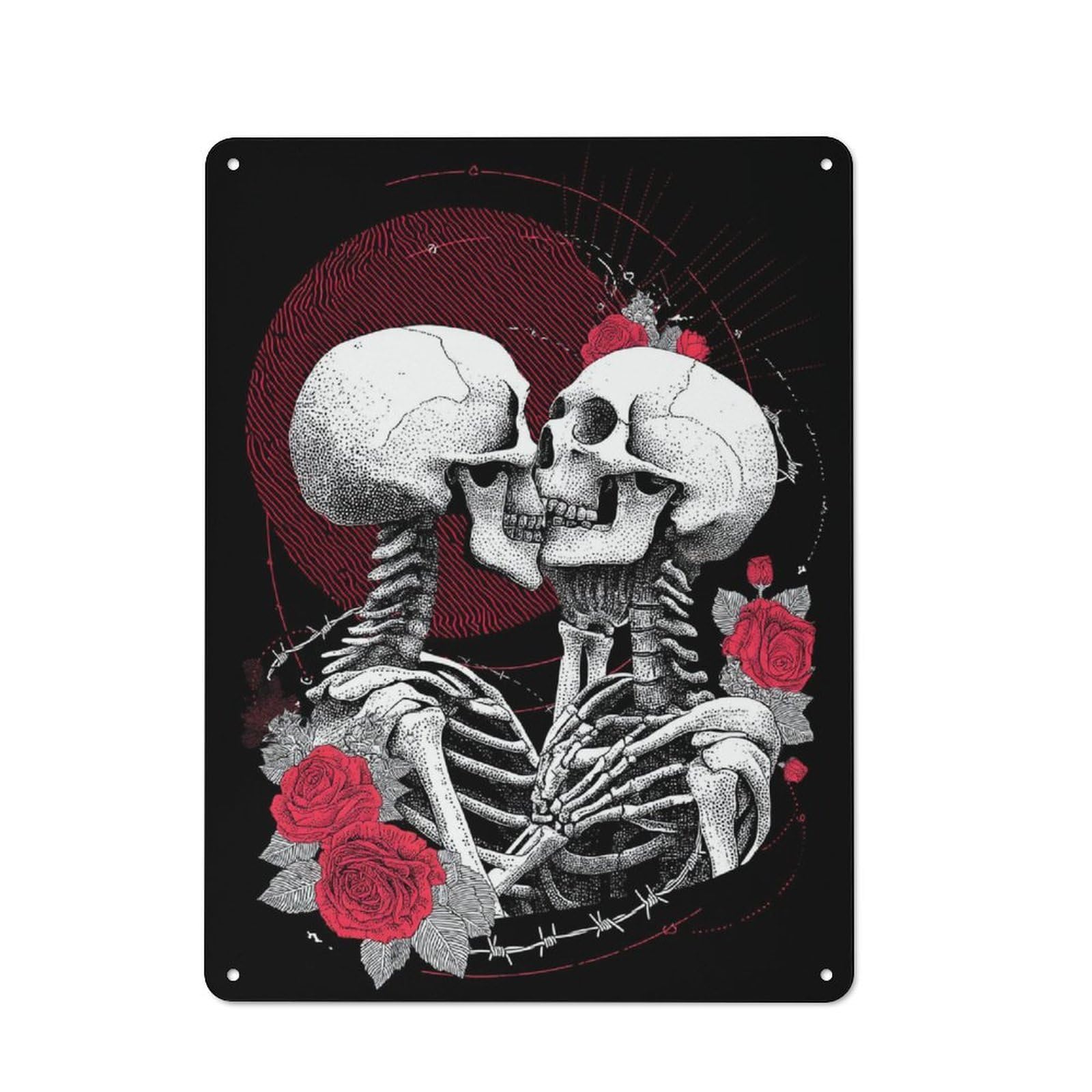 Junmoney Skull Embrace Vintage Tin Sign 40X30cm For Guest Room Or Hallway, Suited To Home Decor Collectors