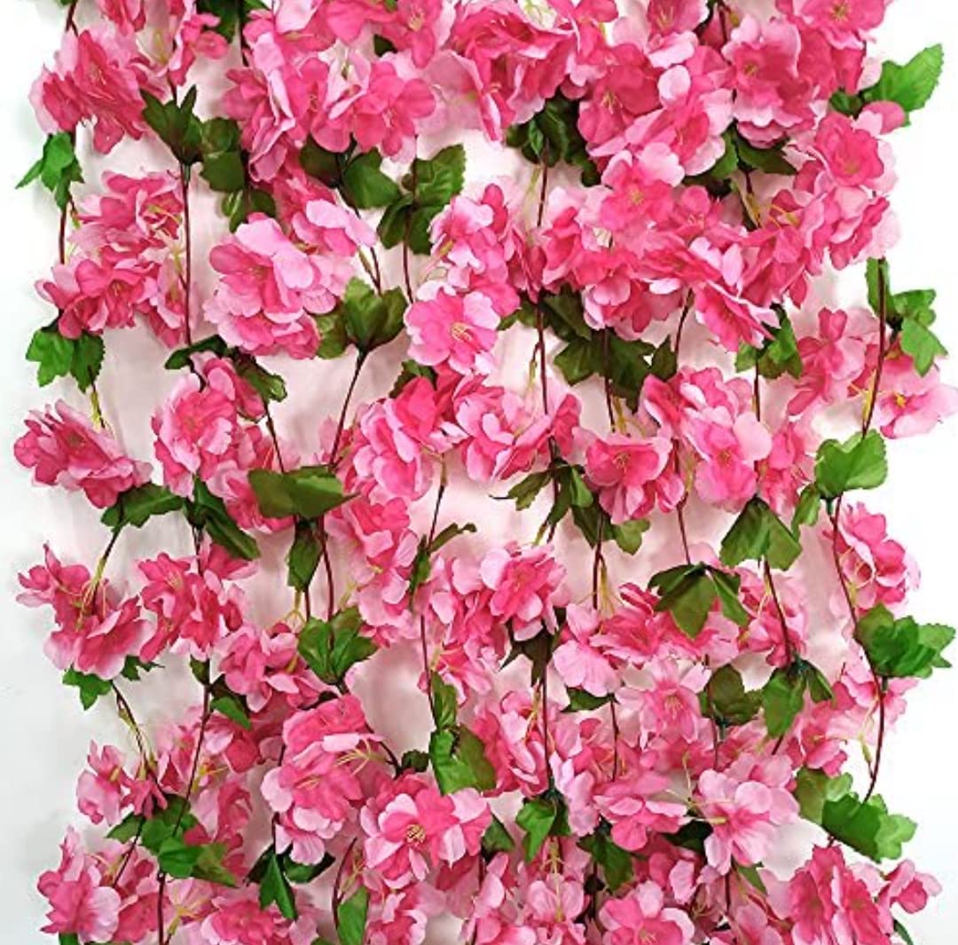 Novelty Enterprises (Pack of 1) Artificial Carnition Flowers Vine Silk Carnition Garland (7.5 Ft) Fake Flowers Silk Roses Garland for Wedding Decorations Garden Wall Valentine Decoration (Pink)