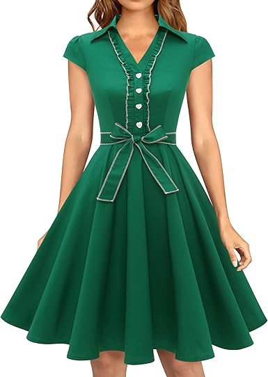 Wedtrend Women's 1950s Retro Rockabilly Dress Cap Sleeve Vintage Swing Dress