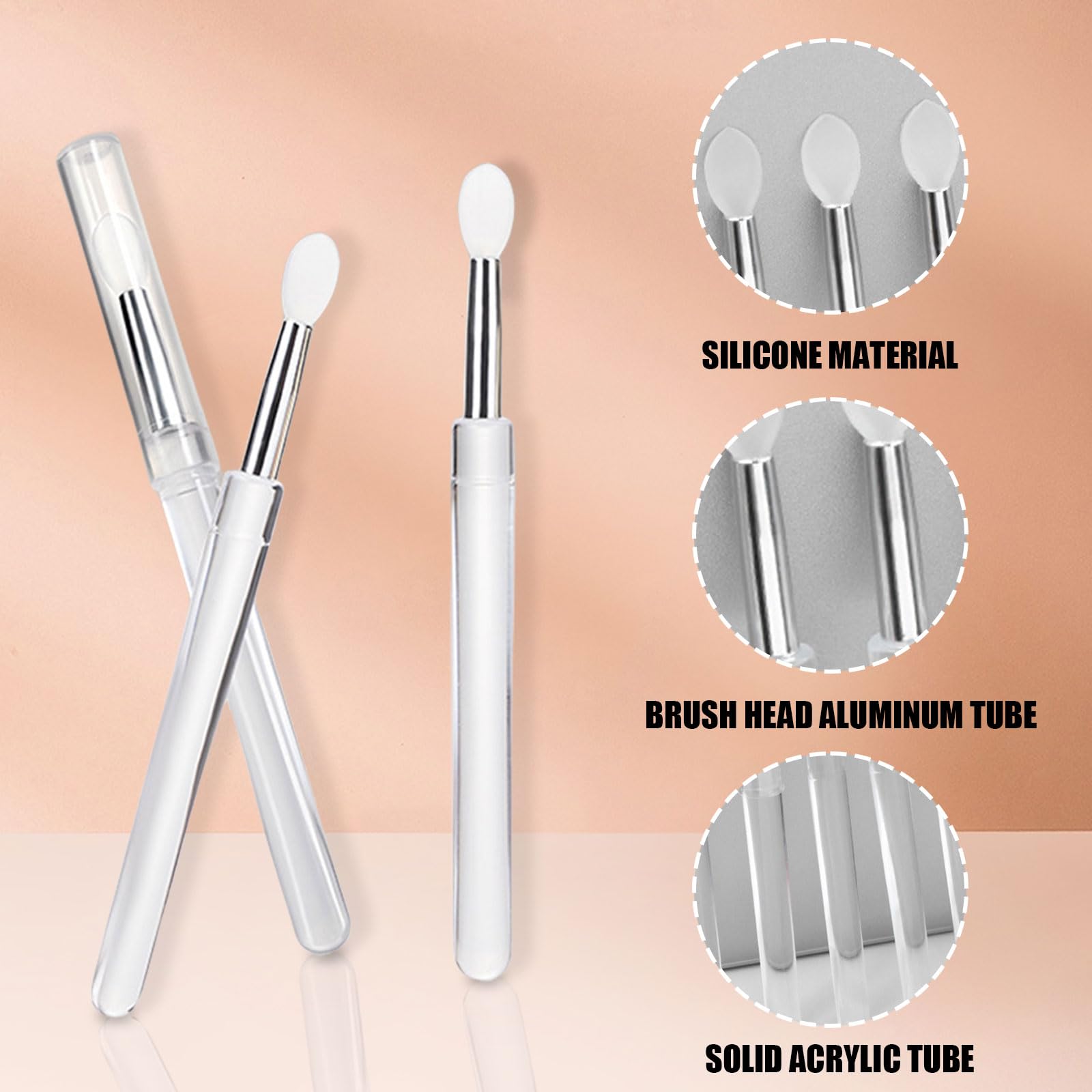 Nail Art Silicone Stick,10PCS Reusable Magic Mirror Powder Aurora Glitter Pigment Applicator Sticks with Cover,Nail Art Brushes for Lipstick Eyeshadow Makeup Nail Art Design - Image 4