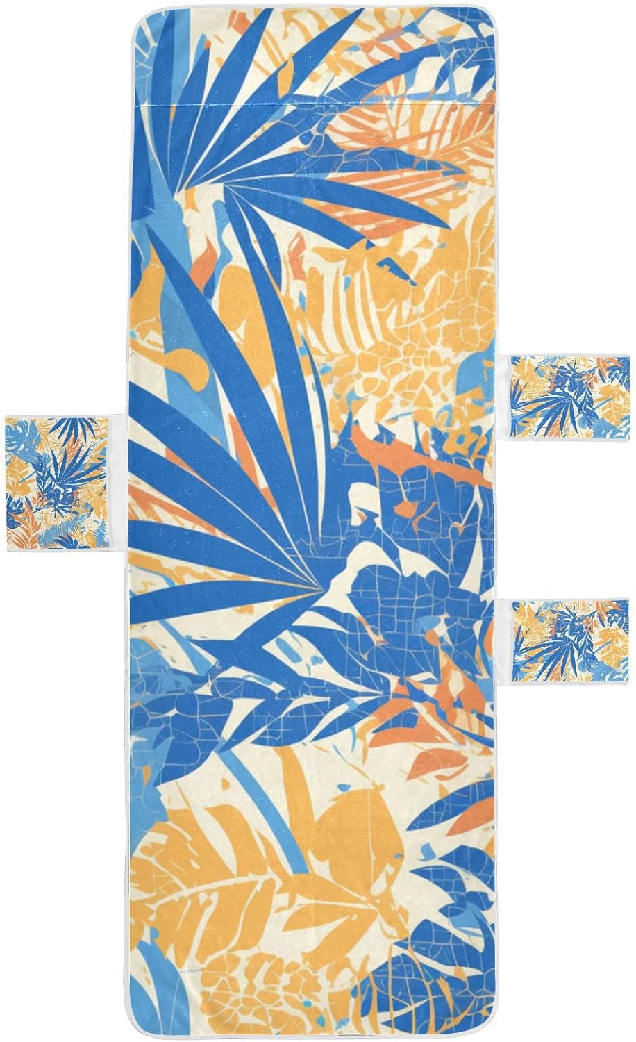 Tropical Style orange Leaves Chaise Lounge Cover Heavy Duty Patio Chaise Lounge Slipcover for Outdoor Sunbathing Trips, 85" X 30"