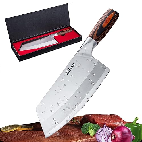 Miniatura 8 de GlowSol Cuchillo de chef japonés cuchillo de carne y verduras de 7 pulgadas carnicero de acero inoxidable cuchillo de cocina profesional con mango