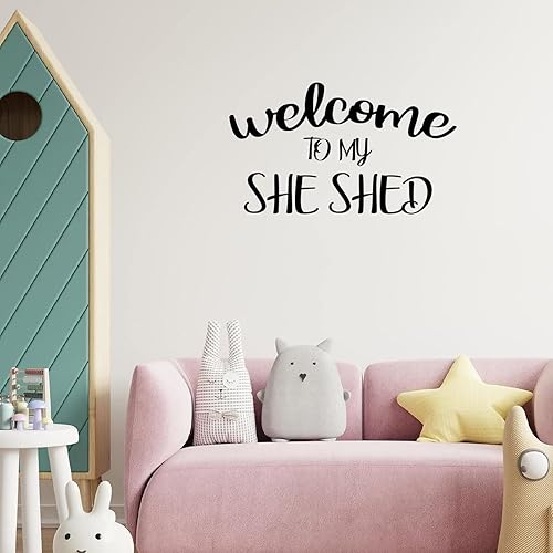 Miniatura 2 de Calcomanías de pared de bienvenida a My She Shed, pegatinas de pared extraíbles con texto motivacional, citas inspiradoras, decoración de pared para