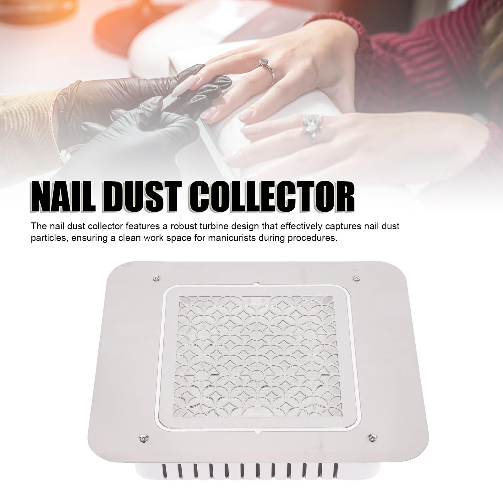BRRNOO Colector de Polvo de Uñas Escritorio de Mesa Incorporado Potente 48W 3500RPM Extractor de Polvo Integrado sin Escobillas Aspirador de Uñas para Nail Tech Salon ABS Aleación