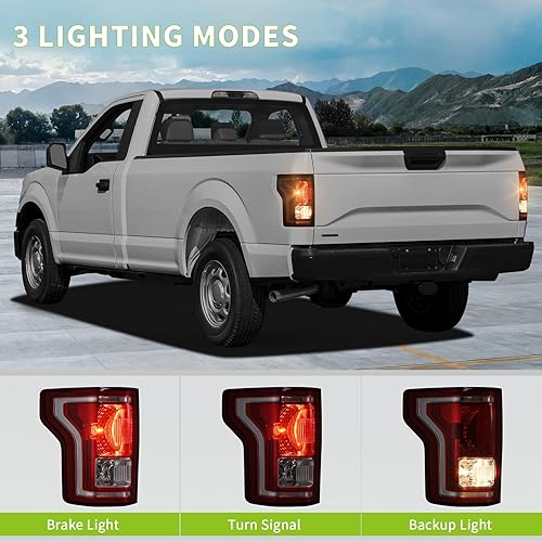 Miniatura 9 de AUTOSAVER88 Conjunto de luces traseras compatibles con Ford F-150 f150 15 16 17 2015-2017 luces traseras, luces traseras (montaje de repuesto rojo