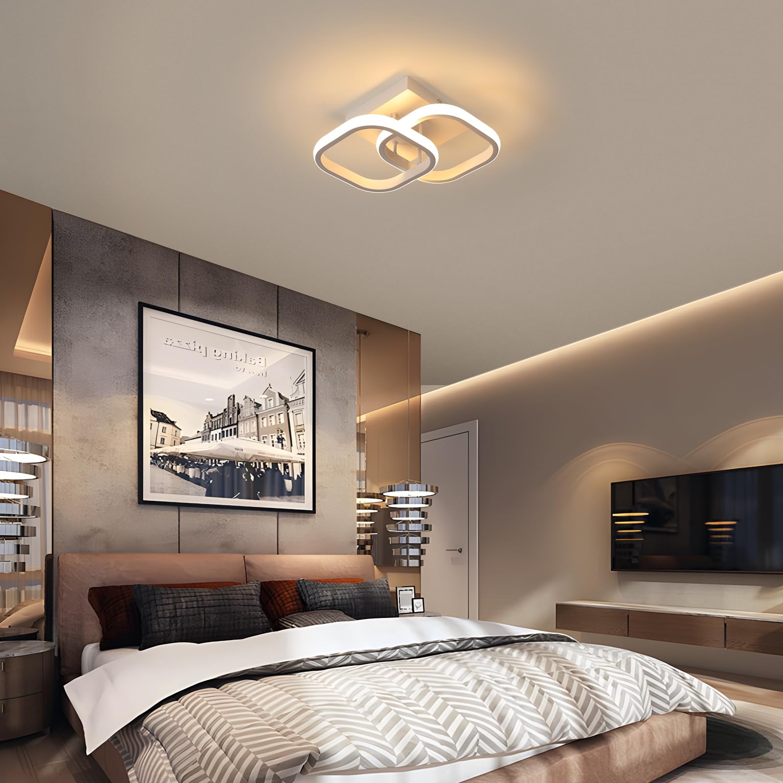 2 Pezzi Plafoniera LED Soffitto Moderna 22W Lampada da Soffitto