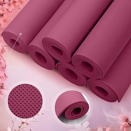 Miniatura 3 de Timgle Paquete de 6 alfombrillas de yoga antideslizantes a granel para ejercicio, esterilla de yoga gruesa, antideslizante, resistente a desgarros,