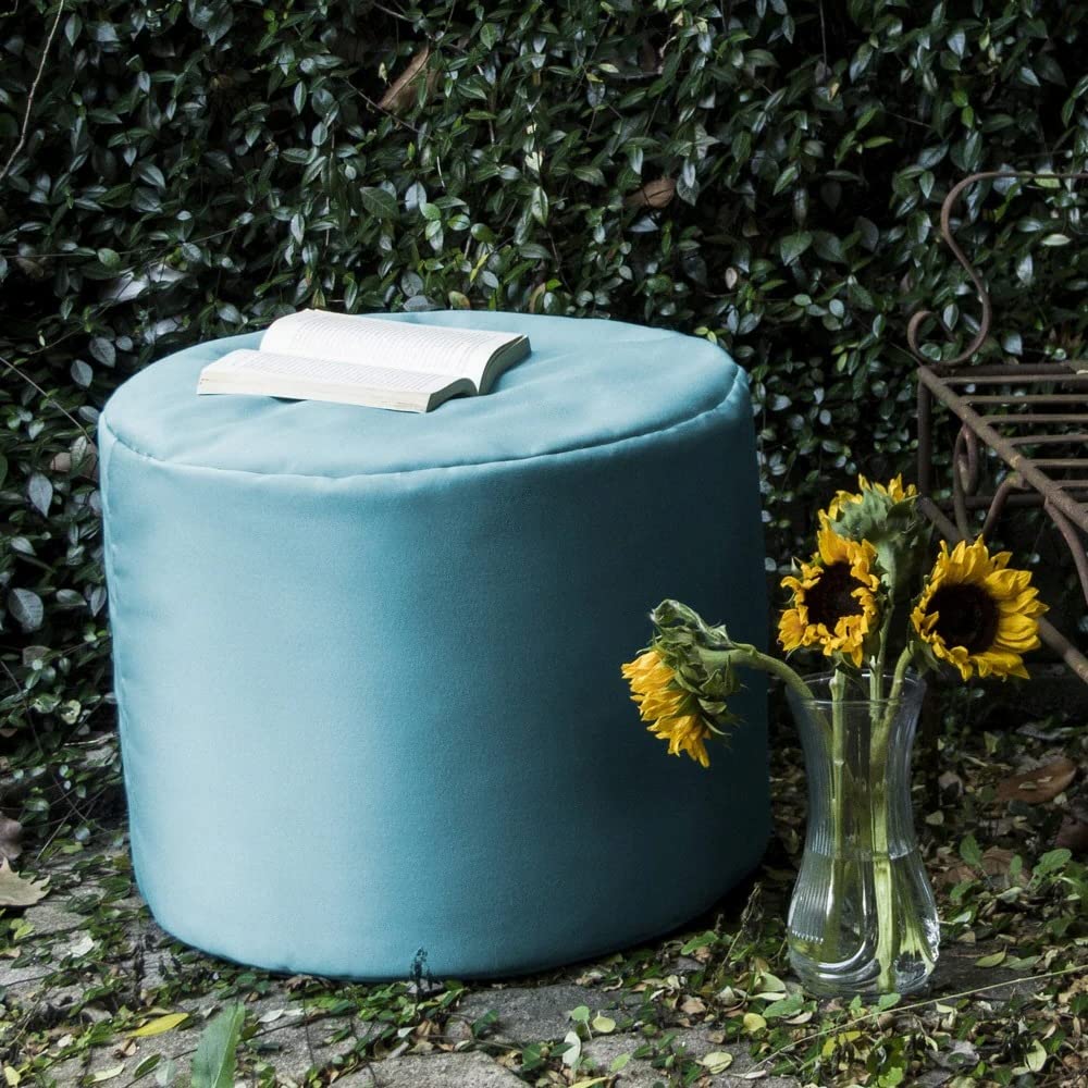 Simple and Elegant Round Ottoman Perfect for Indoor and Outdoor, Light Blue Shade, 21 Inches H X 19 Inches W X 19 Inches L, Traditional Style | All Season Pretty Sky Shade, Fade and Weather-Resistant