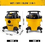 DEWALT DXV06PZ 4 Pic HP Aspirateurs Wet/Dry, Aspirateur Poly Wet/Dry de 6 Gallons, Aspirateur Robuste avec Fonction Souffleur Jaune+Noir