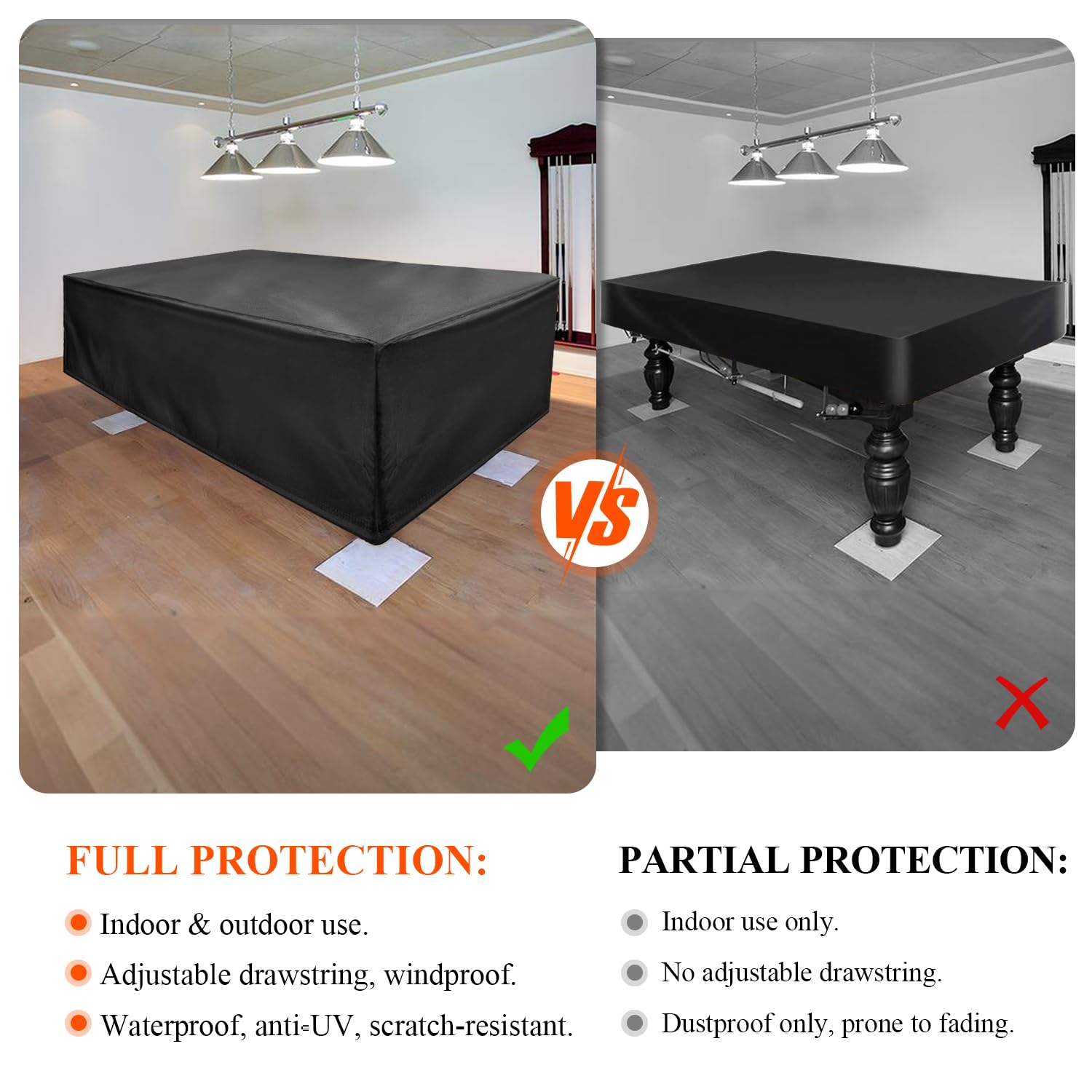Housse De Protection Pour Table De Billard - Imperméable Oxford 210D - Intérieur/Extérieur - Taille 2,3m Ou 2,7m