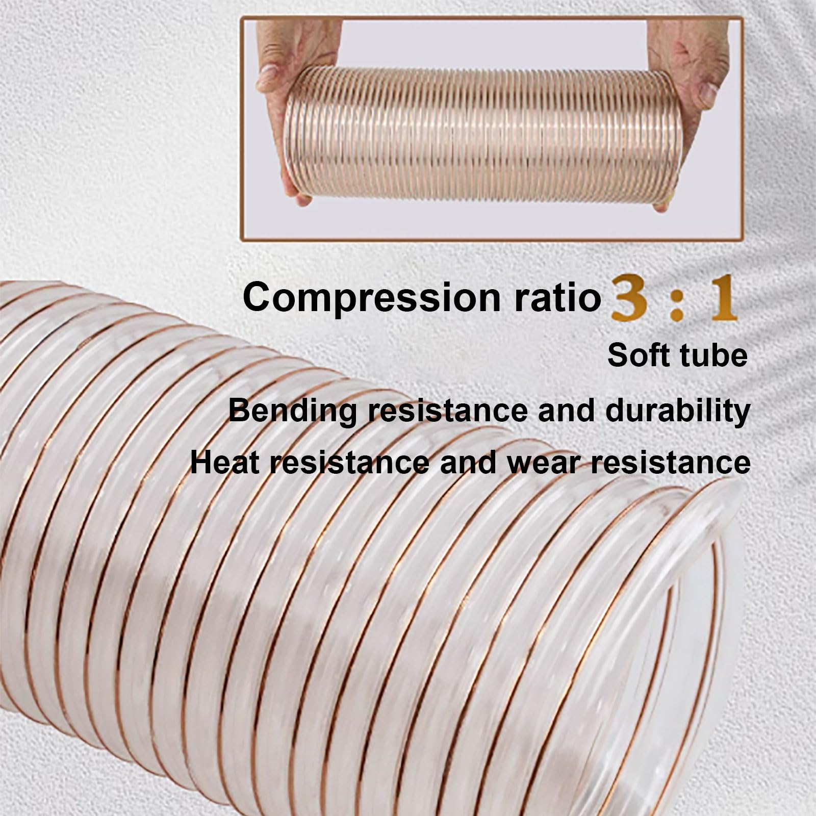 Manguera de recolección de polvo de PU de 1 m - Manguera de vacío transparente flexible for extractores de polvo industriales(270mmx1.5mm)