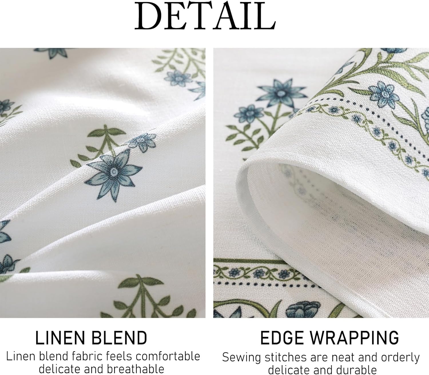 ISAENNE Designer White Linen Small Square Tablecloth,Chinoiserie Floral Elegant Indoor Table Cloth,Fall Stain Proof Decor Tablecloths for Dining Thanksgiving Kitchen Party,55"*55"-Mosella F - Image 6