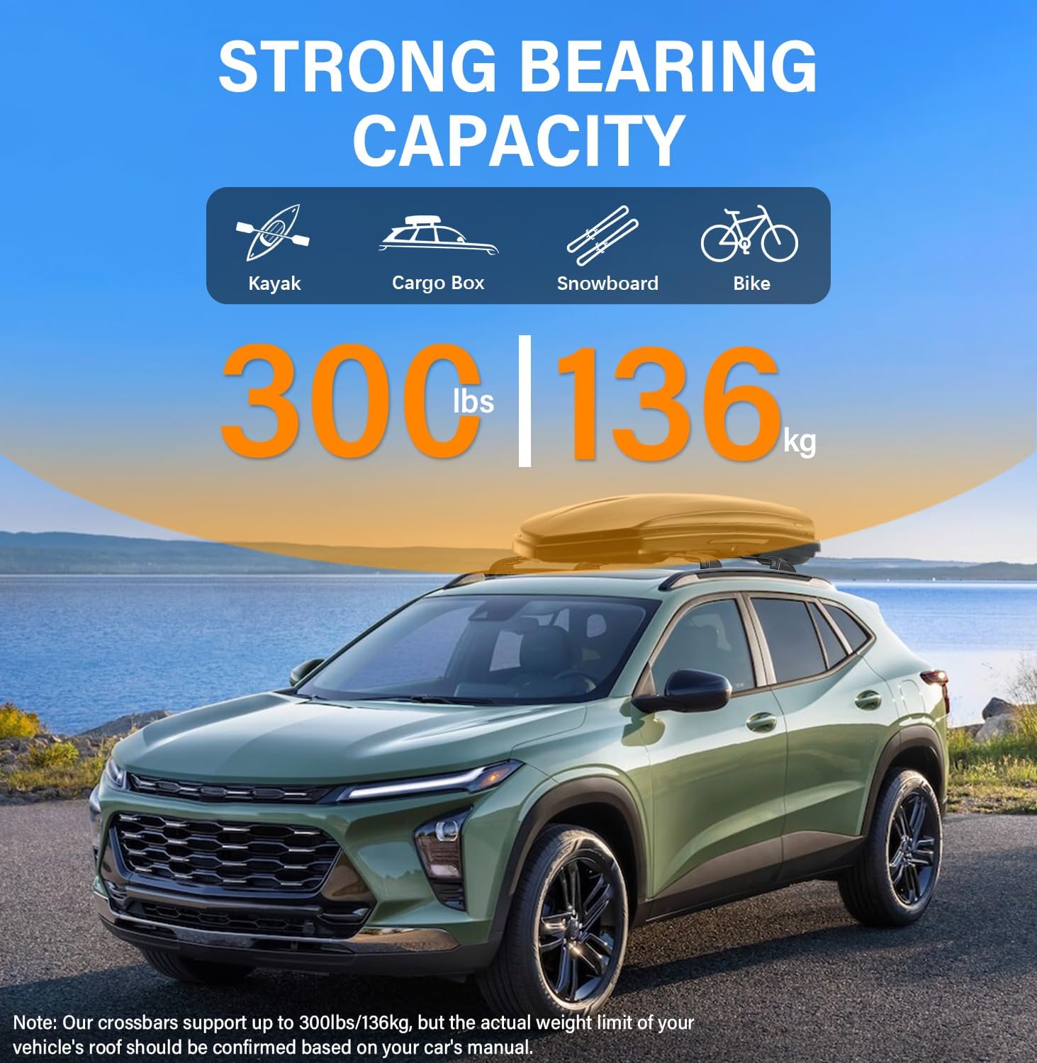 300lbs Cross Bars Compatible with 2023-2026 Chevrolet Chevy Trax image 3
