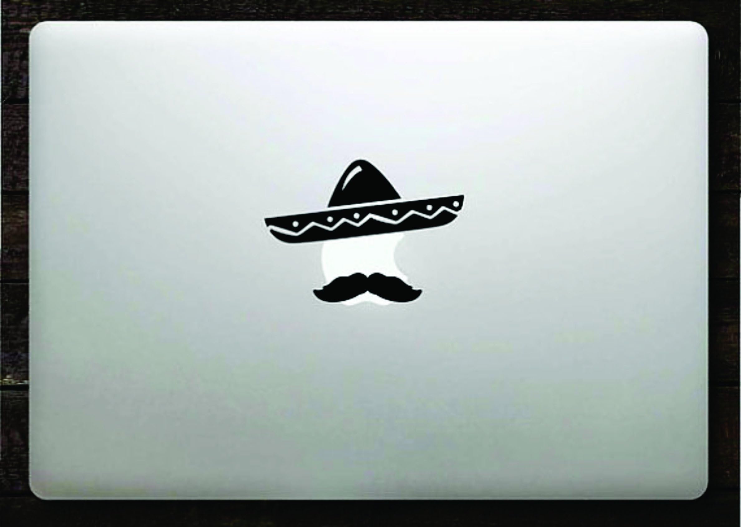 Sombrero and Mustache Decal Sticker Vinyl Macbook Apple Logo 11" 13" 15"