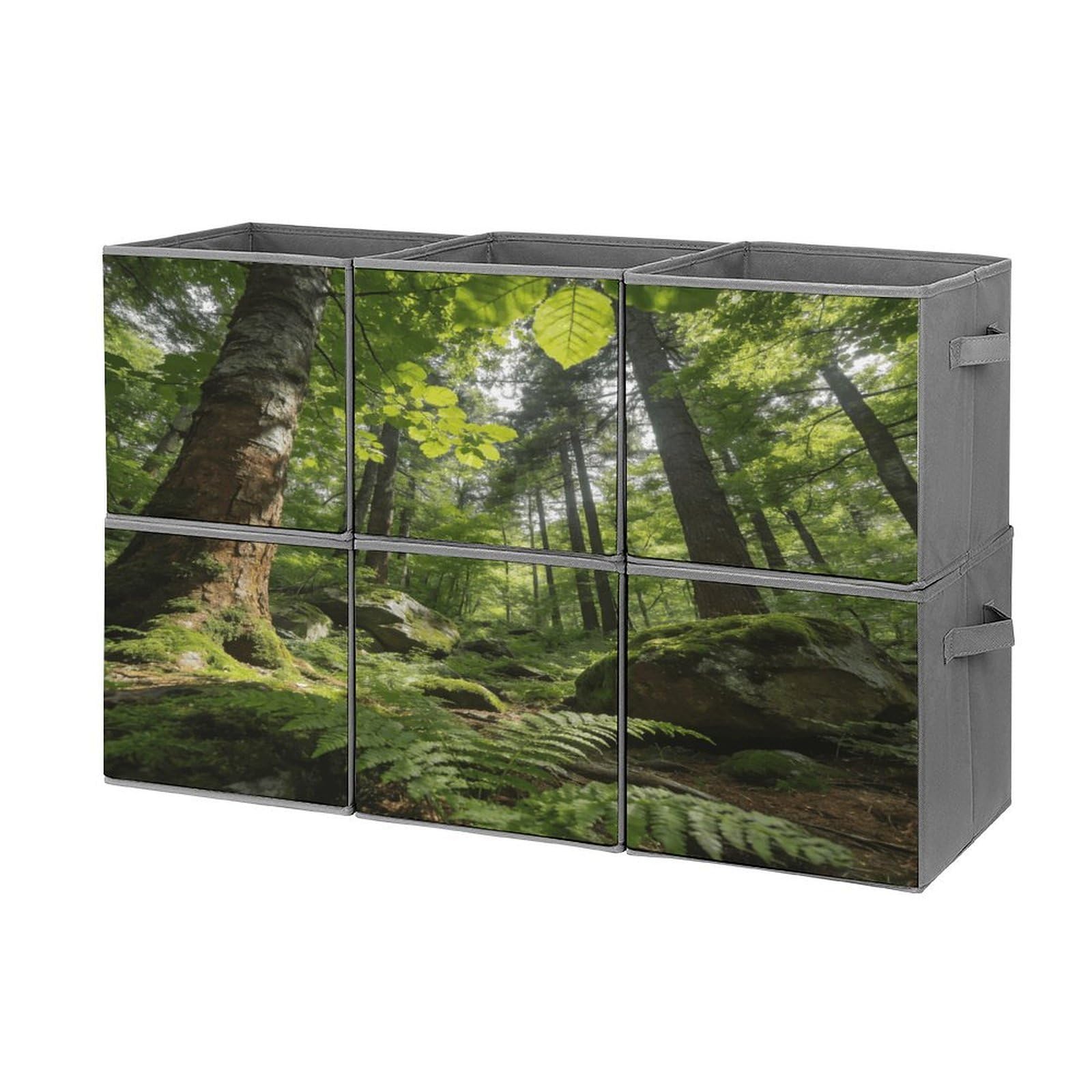 Fodpand Style Forest Cube Bins With Double Handles,Set Of 6 Cube Organizer, Stackable And Foldable Storage Bins For Organization, Closet, Shelves, Offices