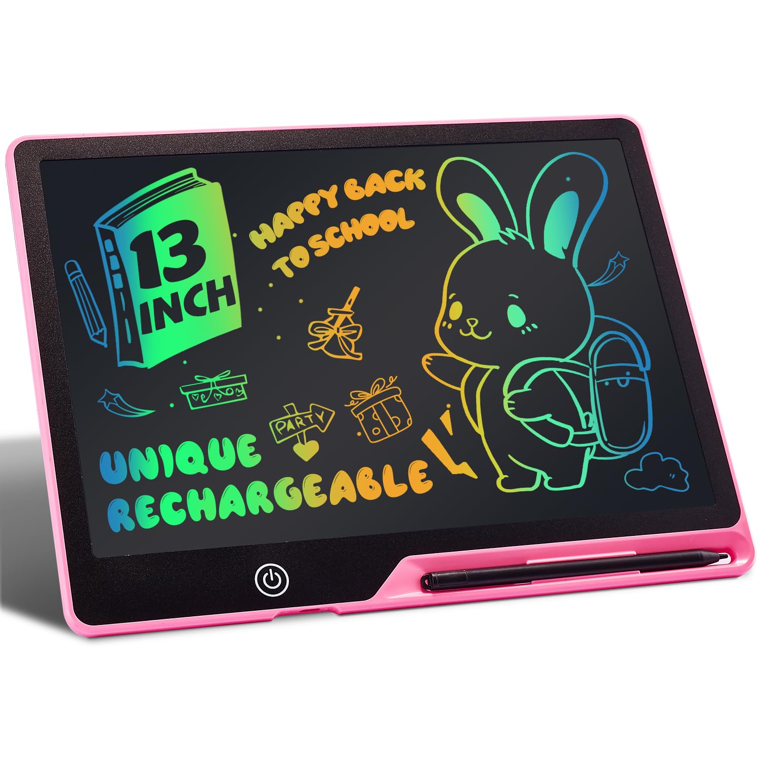 Tavoletta Grafica Bambini LCD 13 Pollici Ricaricabile, Lavagnetta Cancellabile Bambini Portatile, Pittura e Liste Memoria Lavagna per Bambini Regalo Bambini Educativi Giocattoli