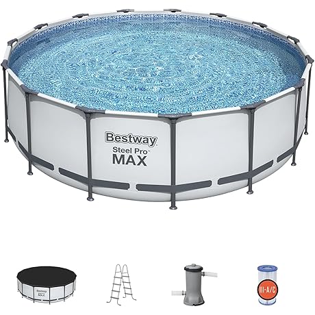 Bestway Steel Pro MAX Round Above Ground Family Swimming Pool