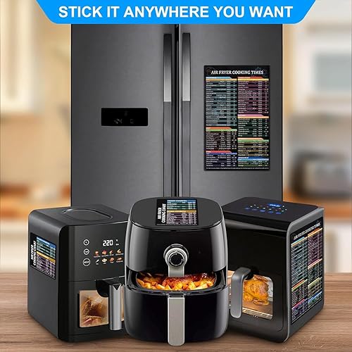 Miniatura 6 de Hoja de trucos para freidora de aire, freidora de aire magnética, tabla de tiempos de cocción, juego de hojas de trucos, accesorios para freidora de