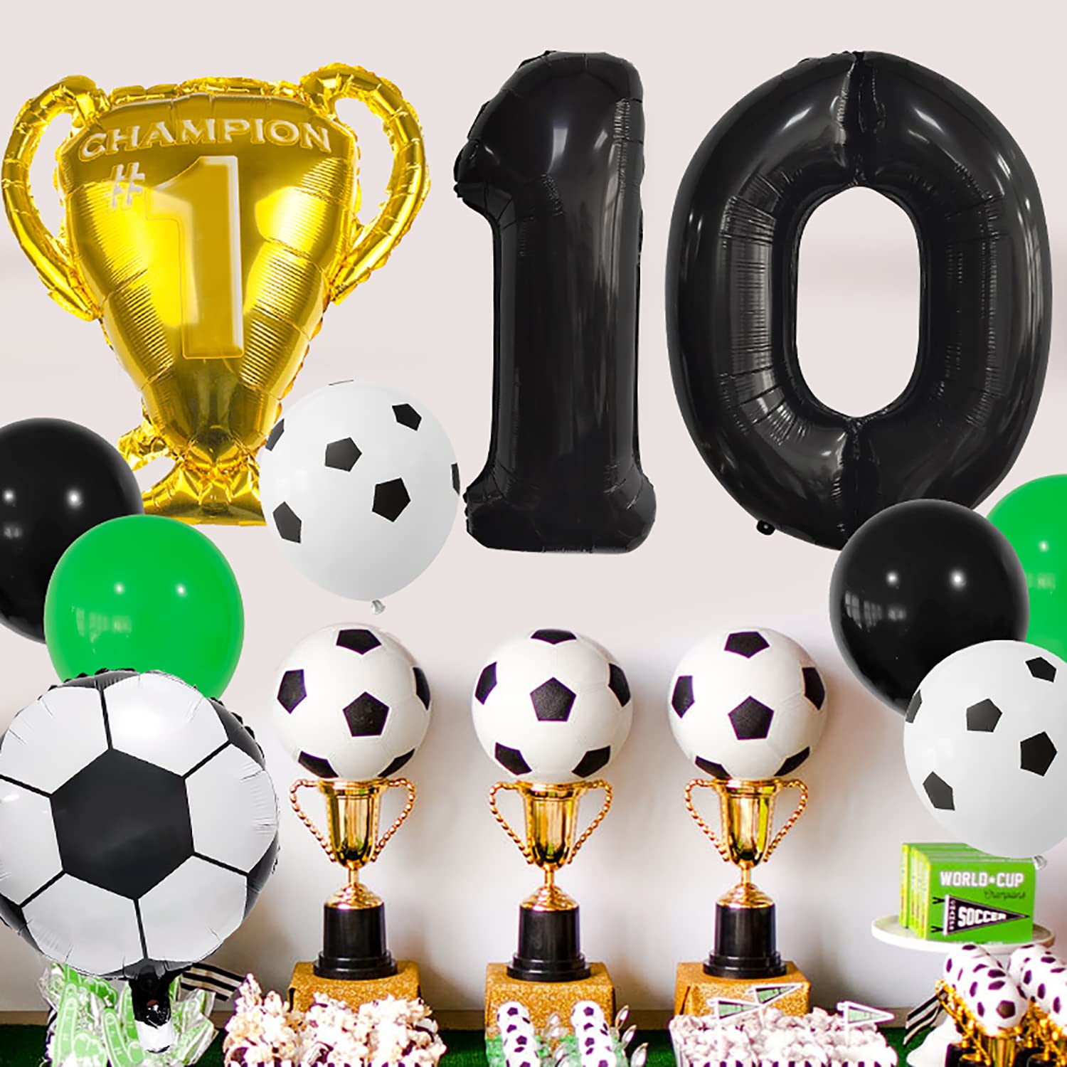 ESHILP 10pcs Soccer Balloons Set 10 Digit Balloons Latex Balloon...