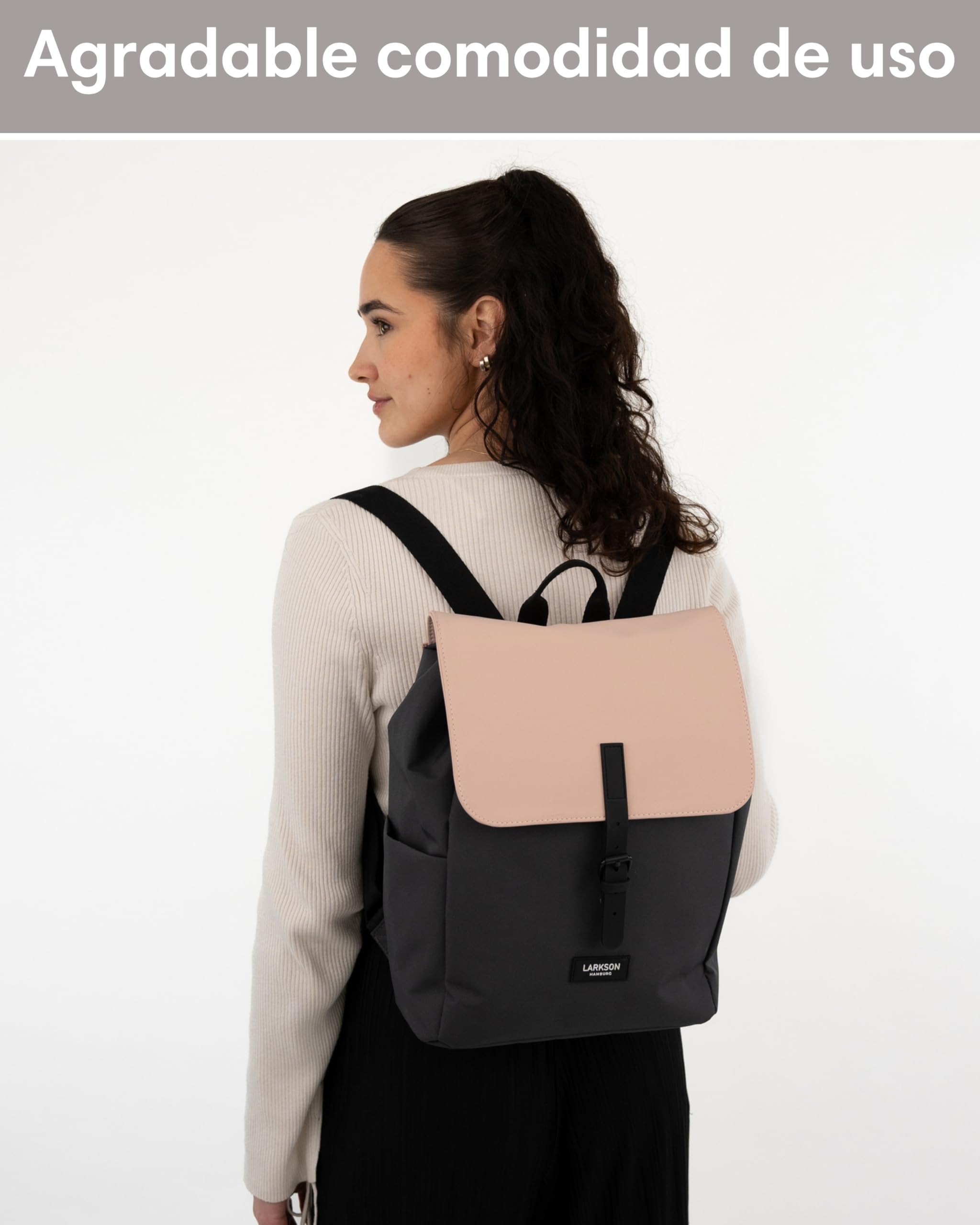 LARKSON Mochila Mujer & Hombre Rosa - IDA - Bolso Mochila Moderna - Compartimento Portátil 13 Pulgadas - Para Trabajo, Ciudad, Universidad - Repelente al agua