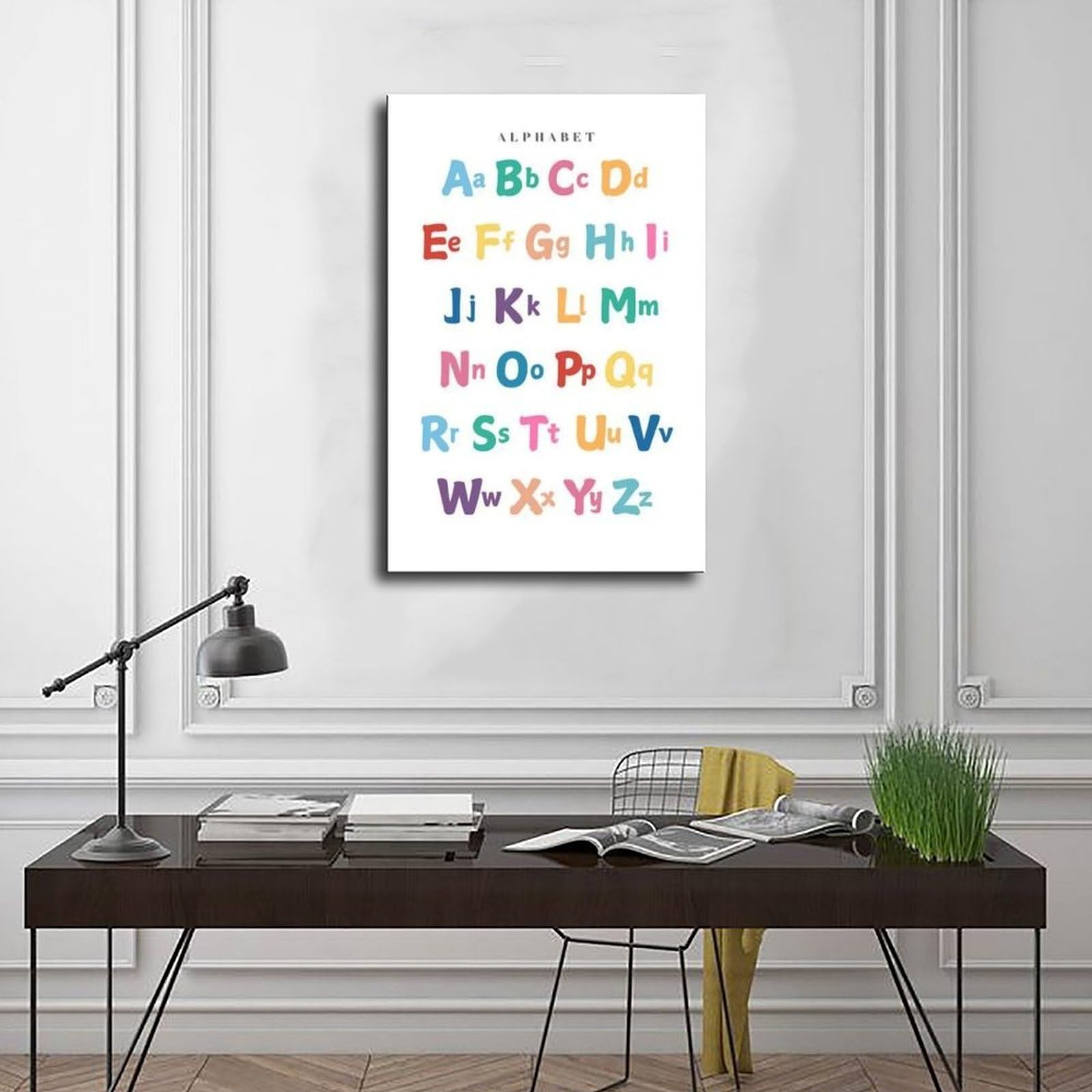 Poster éducatif sur toile avec lettres de l'alphabet arc-en-ciel - Décoration de chambre à coucher, bureau, chambre, cadeau - 50,8 x 76,2 cm (L x l)
