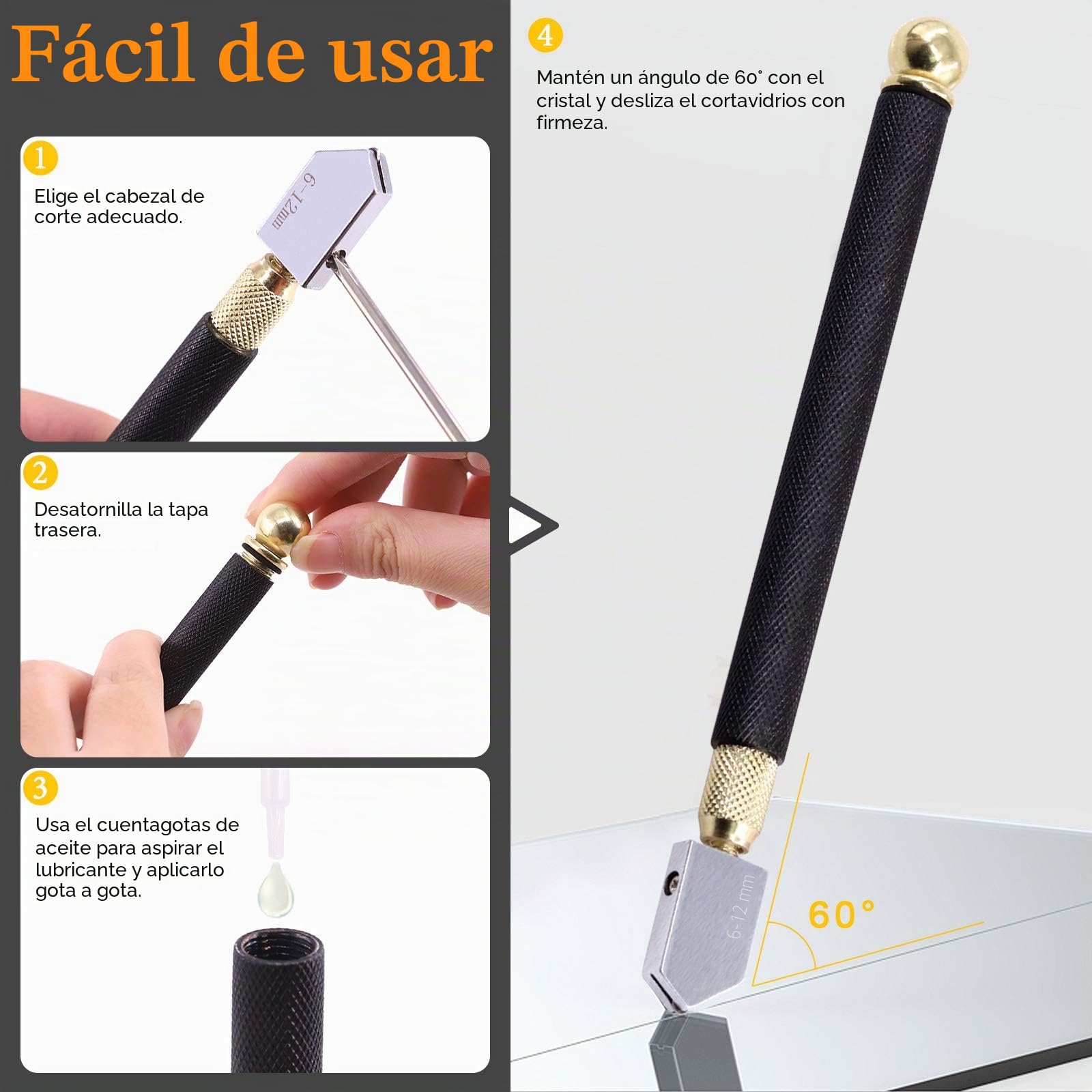 Juego de 3 alicates de corte de cristal de alta calidad y cortador de clase, herramienta de corte de vidrio resistente con punta de goma, funciona ideal para vidrieras, fusión, rotura