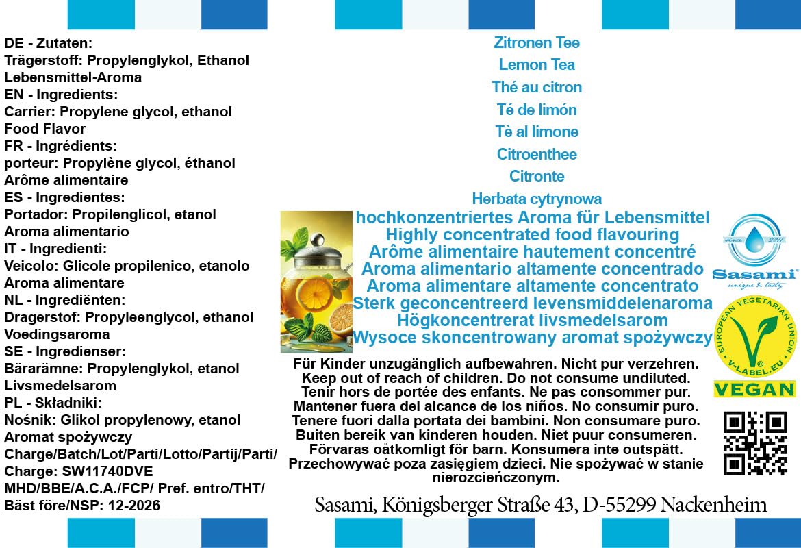 Zitronen Tee Aroma Konzentrat - Vegan - Sasami - 100ml