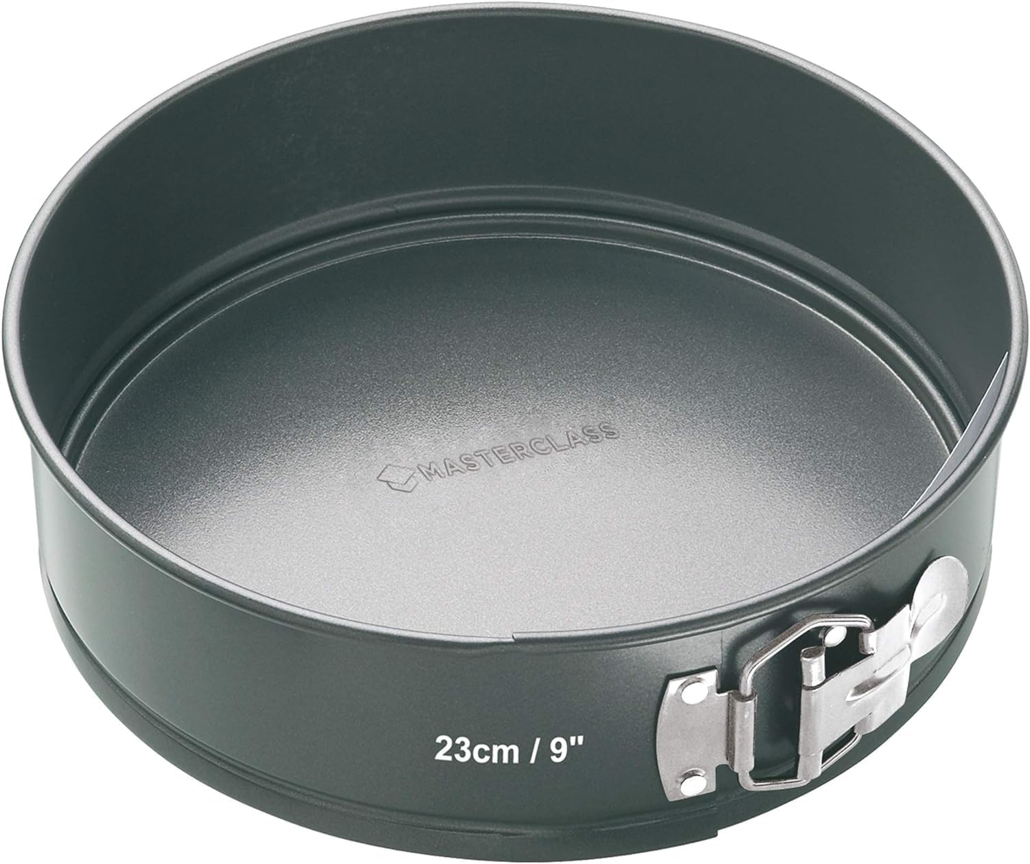 MasterClass Non-Stick Cake Tin for Baking with PTFE, PFOA and BPA Free Non Stick, Robust 1mm Thick Carbon Steel, Spring Form Loose Base, Round 23cm (9"), Sleeved