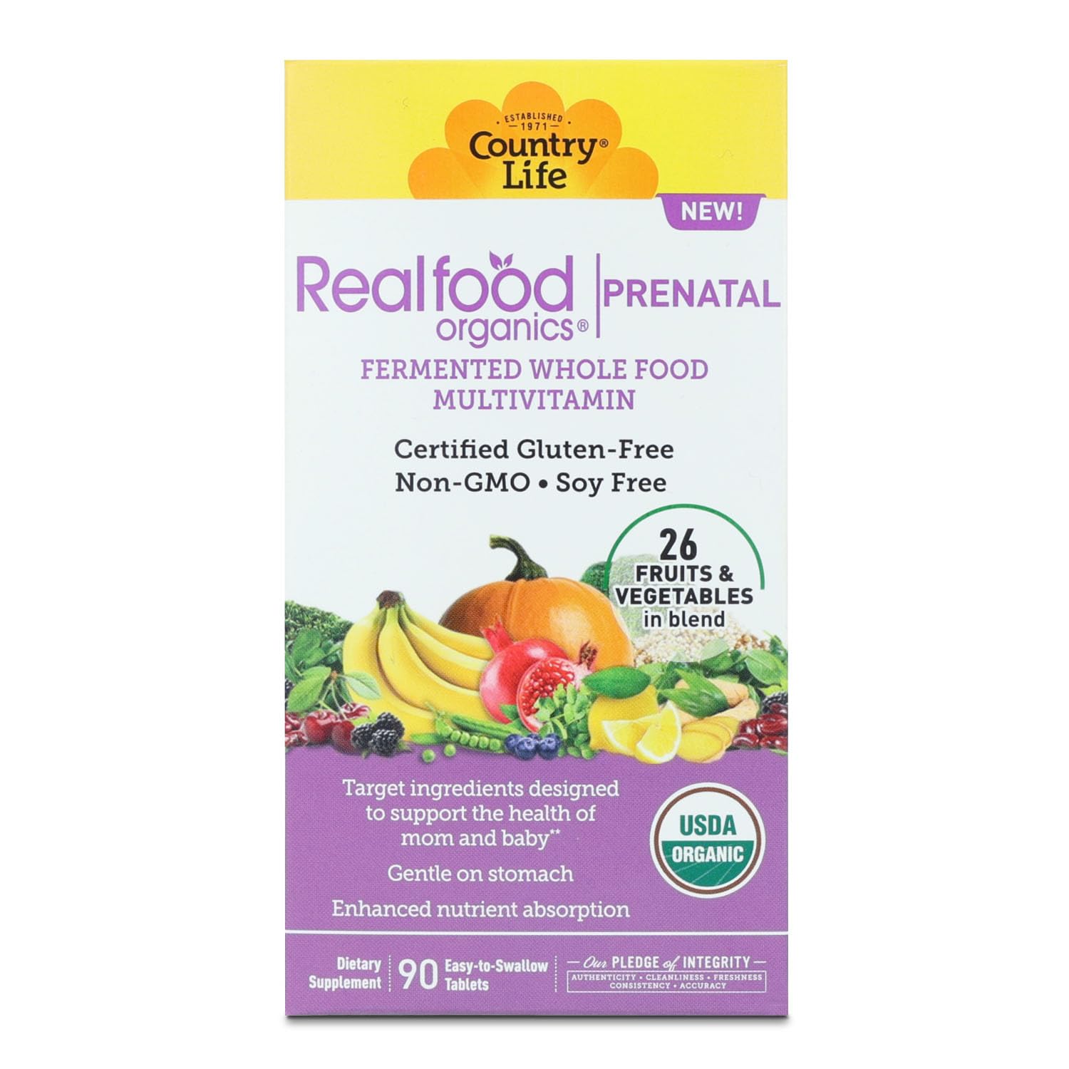 Country Life Realfood Organics Prenatal Multivitamin, 90 Talets