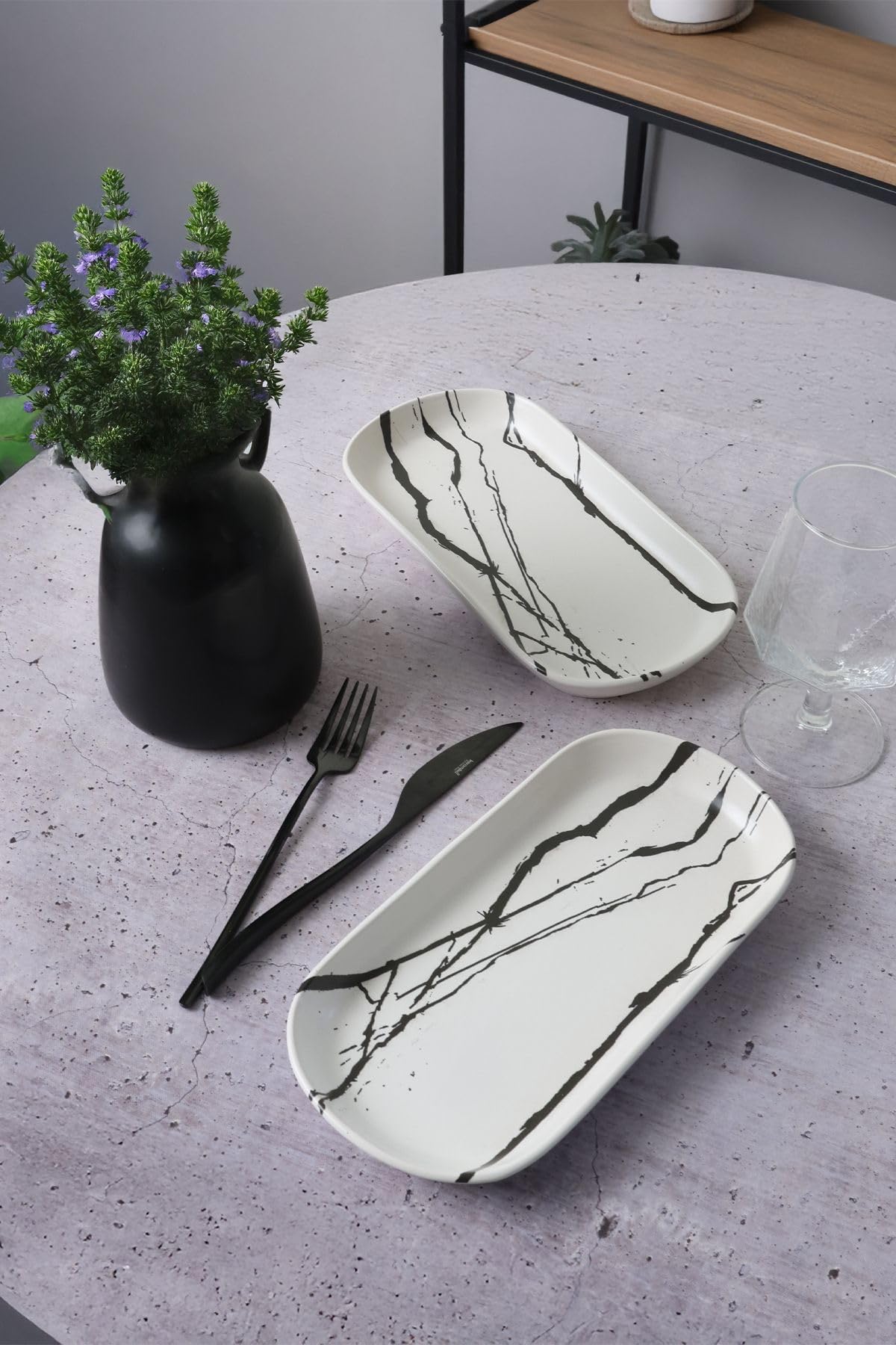 Keramika Beyaz Mermer Noyan Kayık Tabak 28 Cm 2 Adet 17951