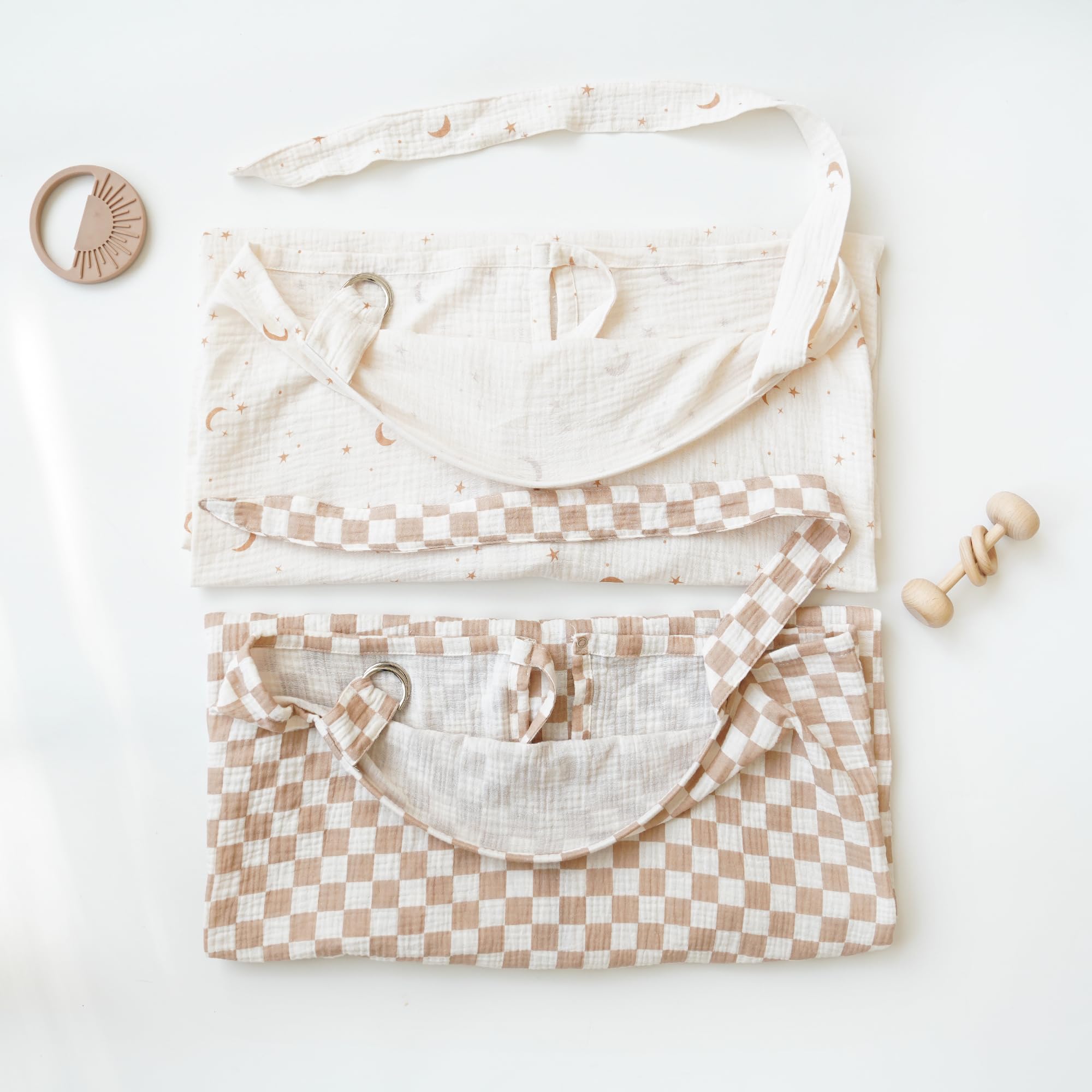 Konssy Paquete de 2 cubiertas de muselina para madres lactantes con aro rígido, 100% algodón, ligero y transpirable, ajustable y cómodo