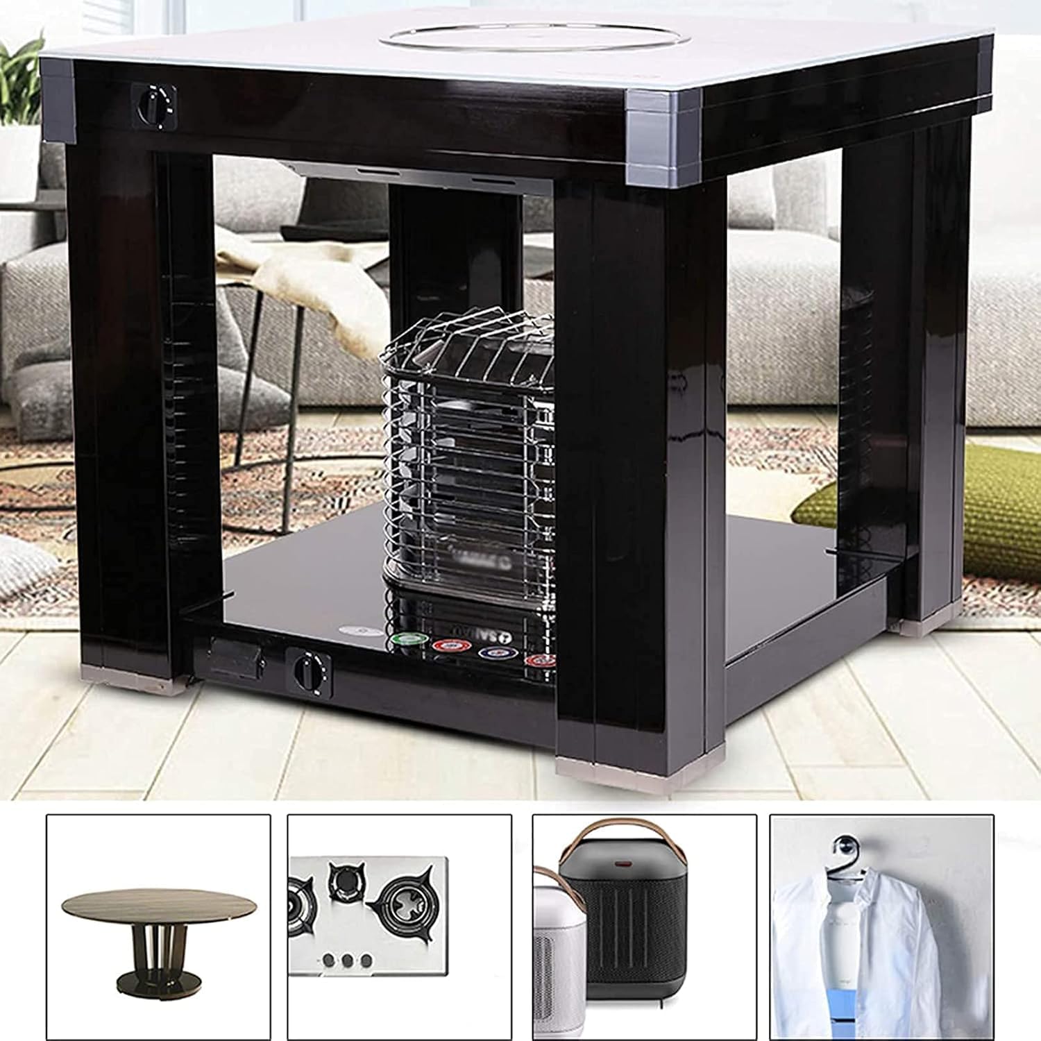 Mesa de calefacción portátil para interiores con radiador de convección para uso en invierno en la sala de estar