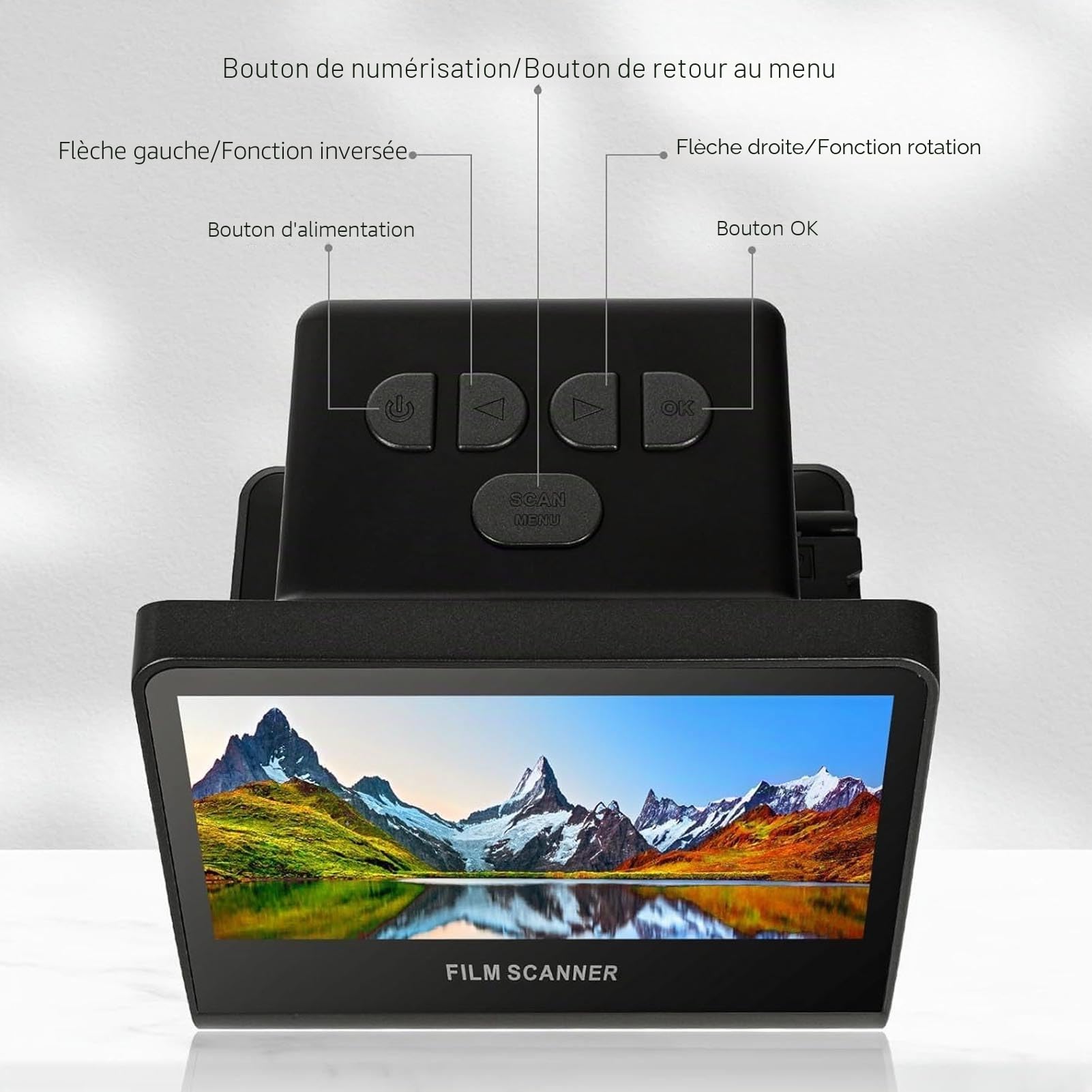 Numériseur de Scanner de Films et de Diapositives avec écran LCD de 5 ”, Scanners Négatifs pour Vieilles Images au Numérique 22 MP JPEG Fast, Compatible avec 35, 126, 110 Films