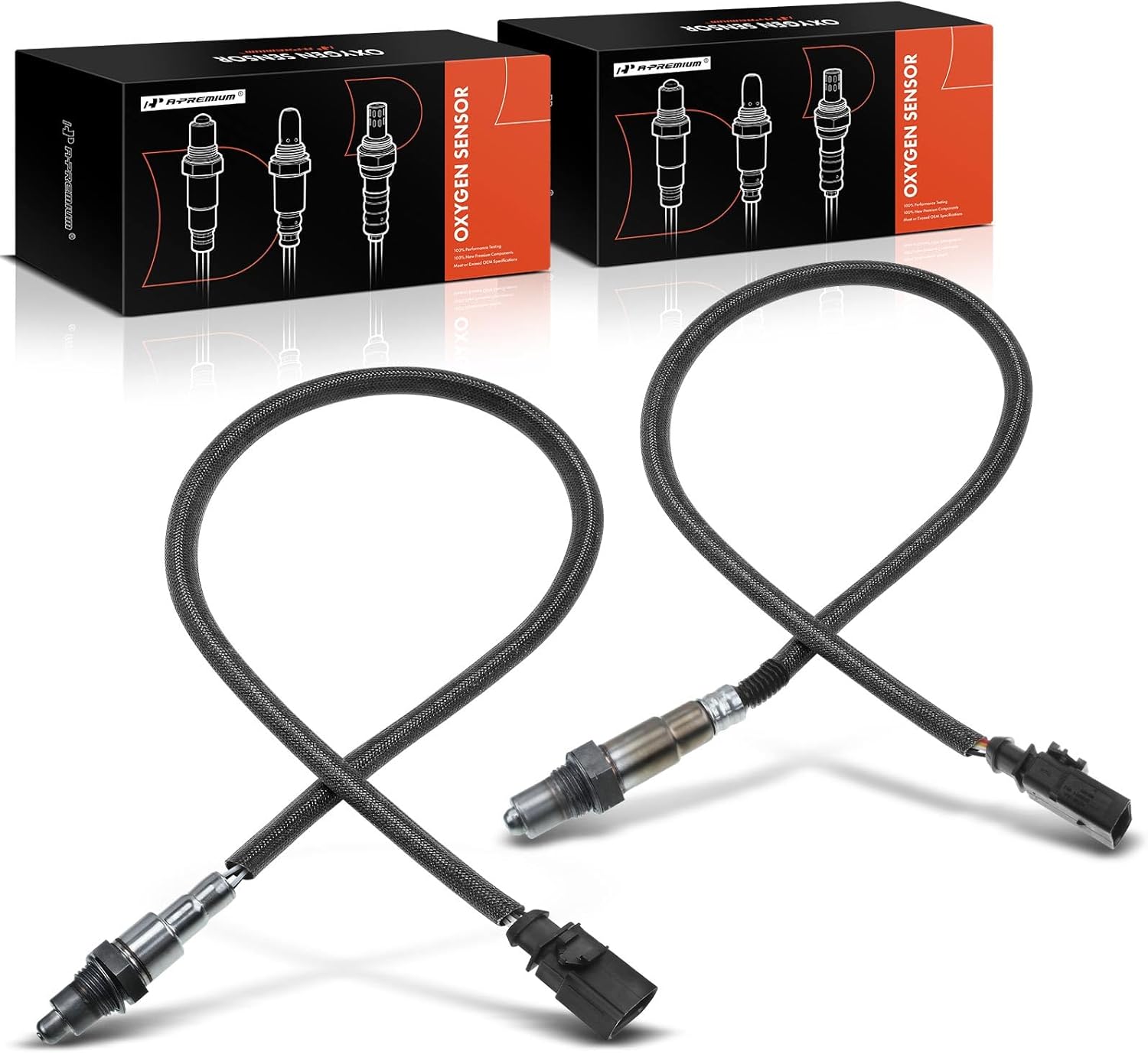 A-Premium O2 Oxygen Sensor Compatible with Volkswagen Tiguan 2019 2020 2021 L4 2.0L Turbocharged, Upstream and Downstream, 2-PC Set