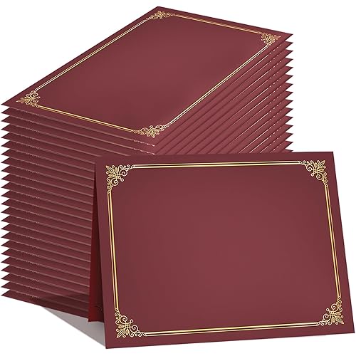 GNL Certificate Holders - 25 Packs Burgundy Diploma Holders, Certificate Covers with Gold Foil Border, for Letter Size 8.5 x 11 Certificate Paper, Award, Graduation, Documents