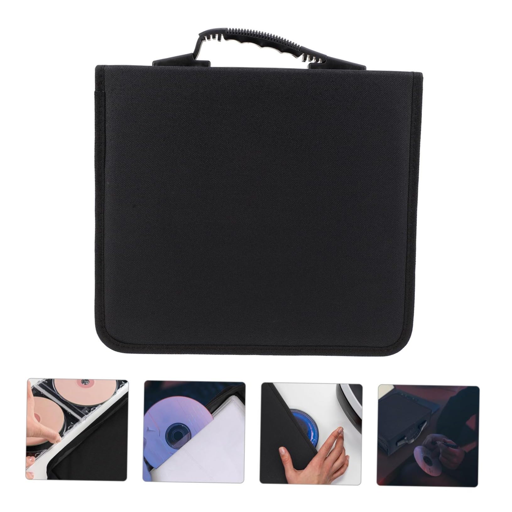 Cd/dvd Poignée de Transport Organisateur Grosse Capacité 240 Disques de en Tissu Oxford Noir pour Rangement Pratique des Films et Musique