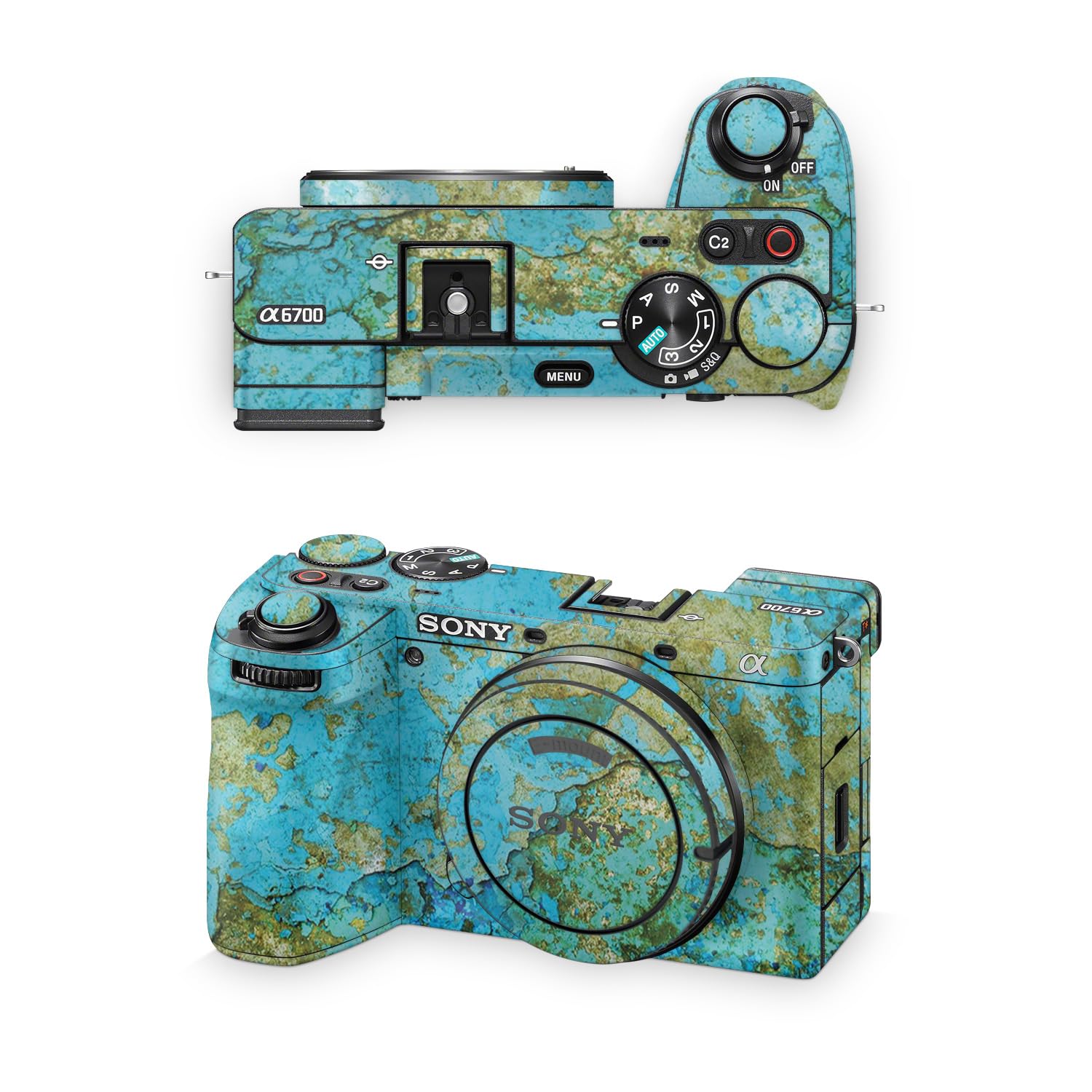 Camera Skin Compatible with Sony A6700 Mirrorless Camera (2023) - Teal Marble - Premium 3M Vinyl Protective Wrap Decal Cover - Easy to Apply | Crafted in the USA by MightySkins