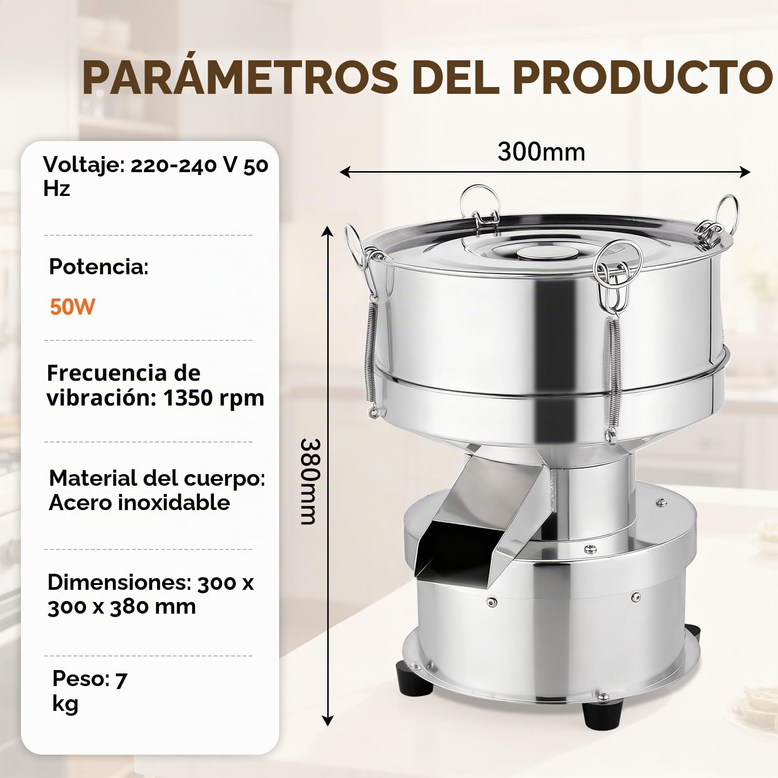 YUCHENGTECH Tamizador de Harina Electrica 1350r/min 50W Sin Tamiz | Tamiz Vibratorio Automatico Tamiz Eléctrico de Acero Inoxidable para Tamizar Polvos/Gránulos