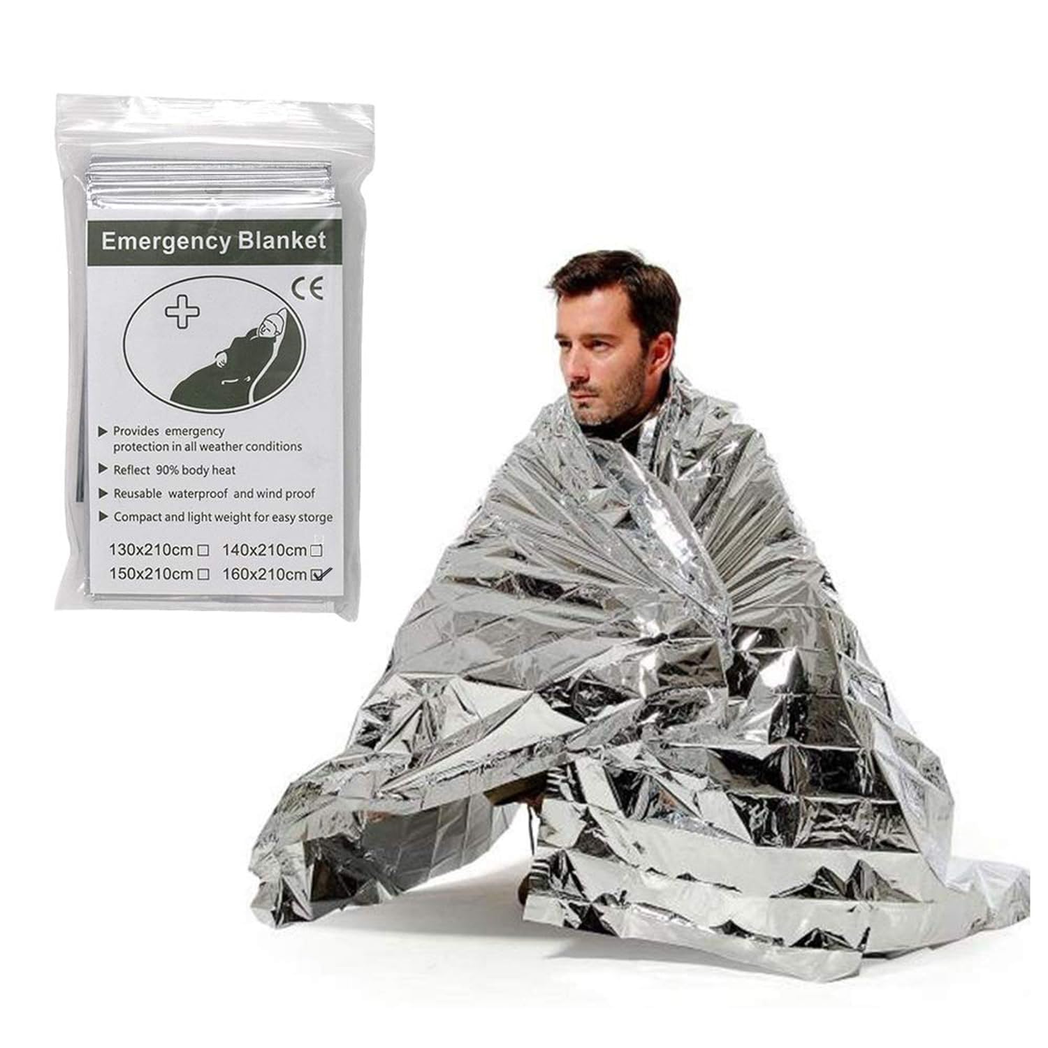 Styxon Emergency Foil Thermal Blanket Blankets for Outdoors, Hiking, Survival, Marathons or First Aid | 160 CM X 210 CM | Pack 1 | Silver-image-11