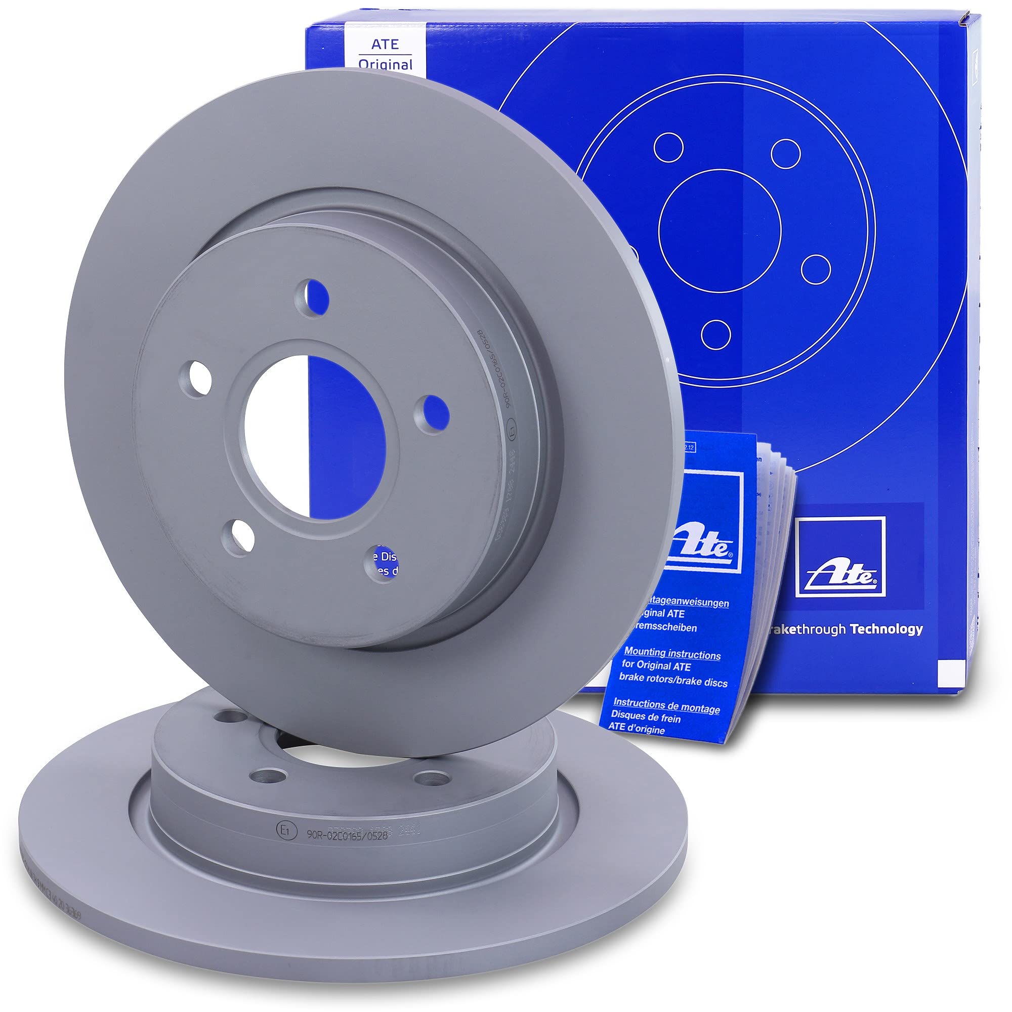 ATE Set di freni per asse posteriore incl. dischi freno posteriori ¯ 271 mm pieni e pastiglie freno ceramiche posteriori Compatibile con FORD FOCUS Mk3