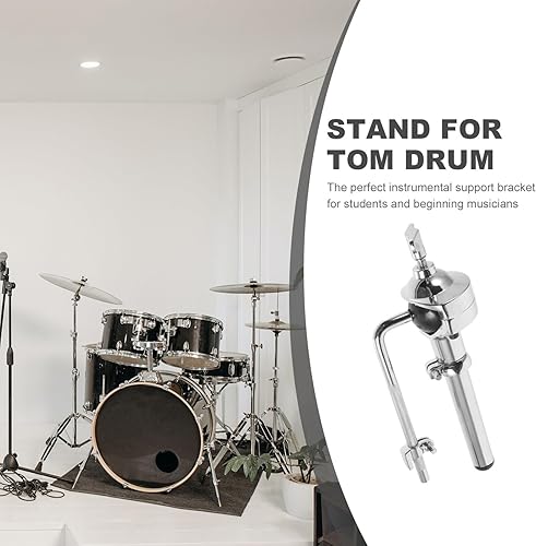 Miniatura 5 de ERINGOGO Soporte de metal Soporte de un solo tom, soporte de percusión para instrumento musical, accesorio de repuesto de soporte de metal plateado