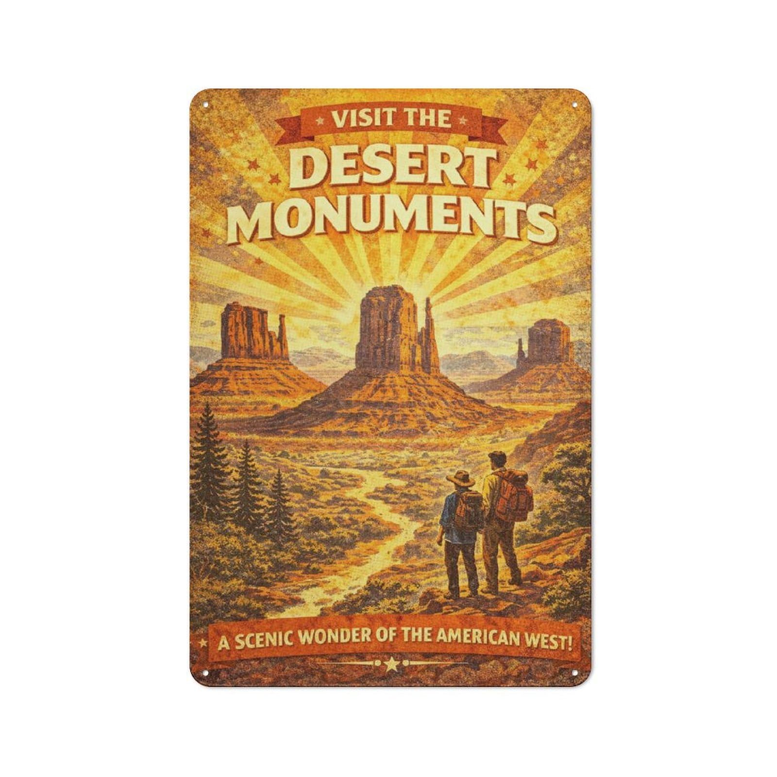 Junmoney Style-8 Cosy Visit Desert Monuments Vintage Metal Plaque 30X20cm, Kitchen Wall Decor For Kitchen, Cafe, Pantry Or Dining Room