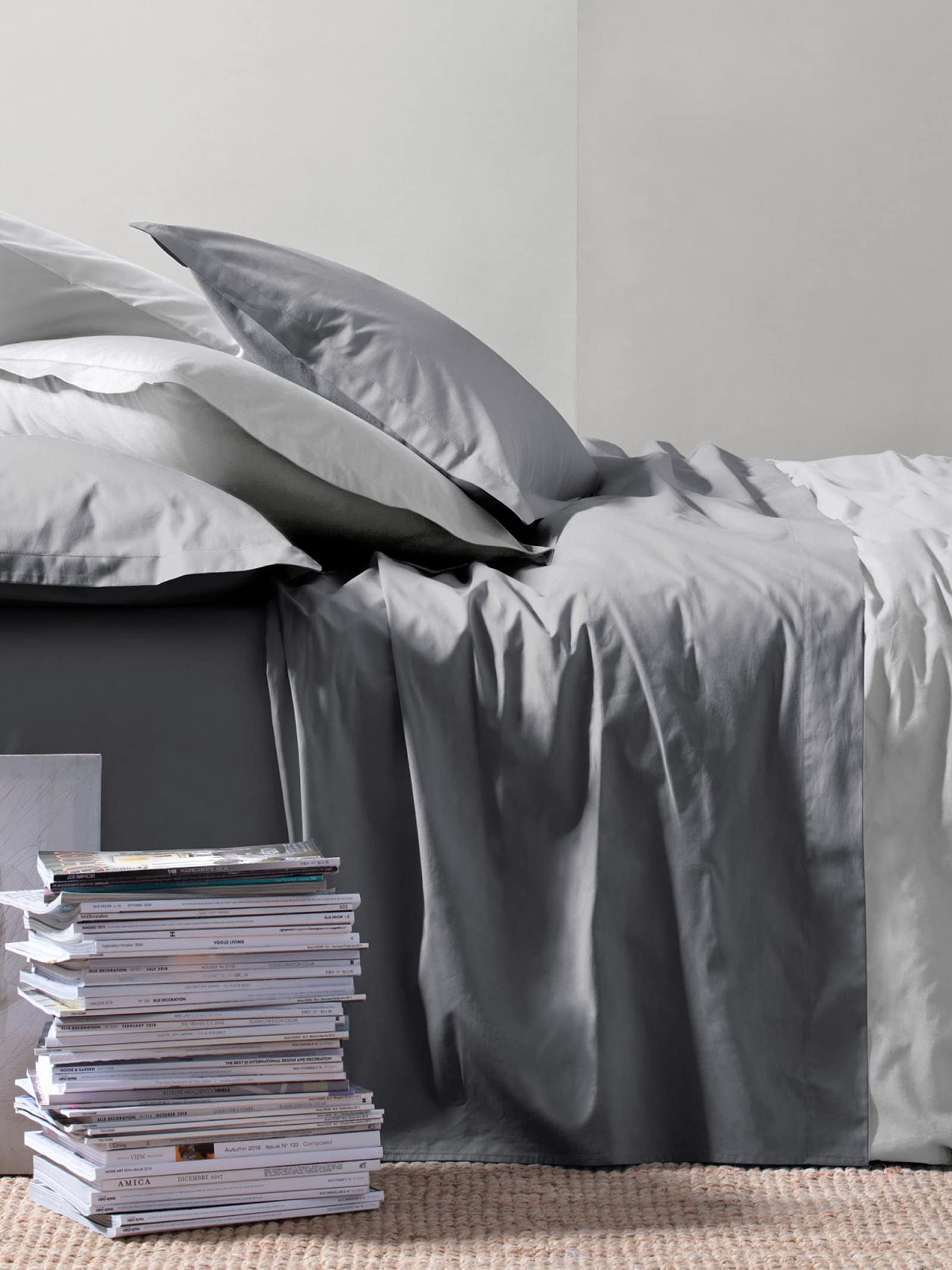 Riviera Completo Letto 1 Piazza e Mezza - Argento Made in Italy - 100% Cotone - Alta QUALITA' - Parure Set Lenzuola