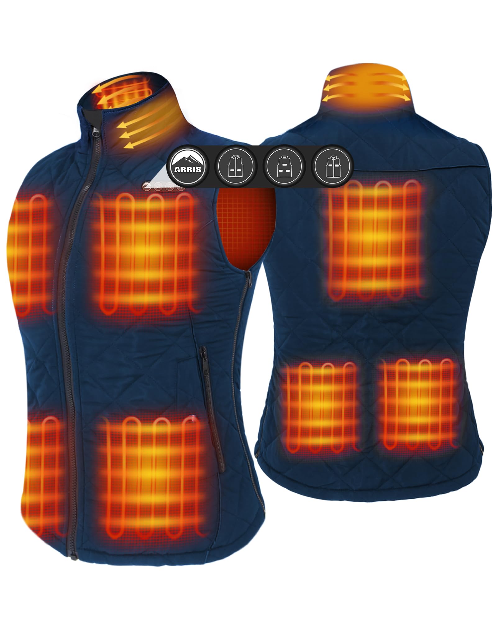 ARRIS Women`s Heated Vest, Size Adjustable 7.4V Electric Warm Vest with Battery Pack…