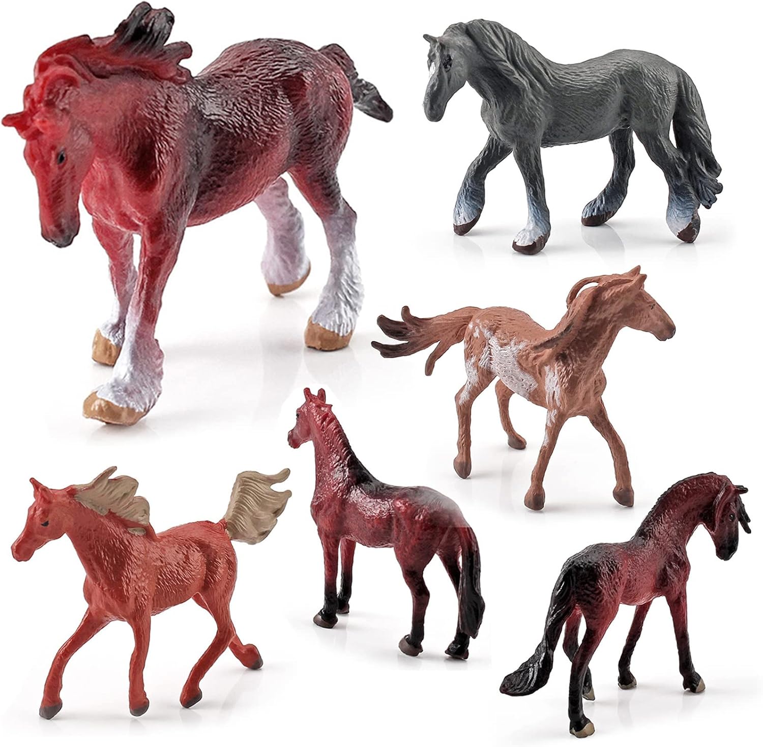 SQDZ Realistic 2 Inch Mini Horse Figurines Toy Palyset Arabian Horse Hannover Horse