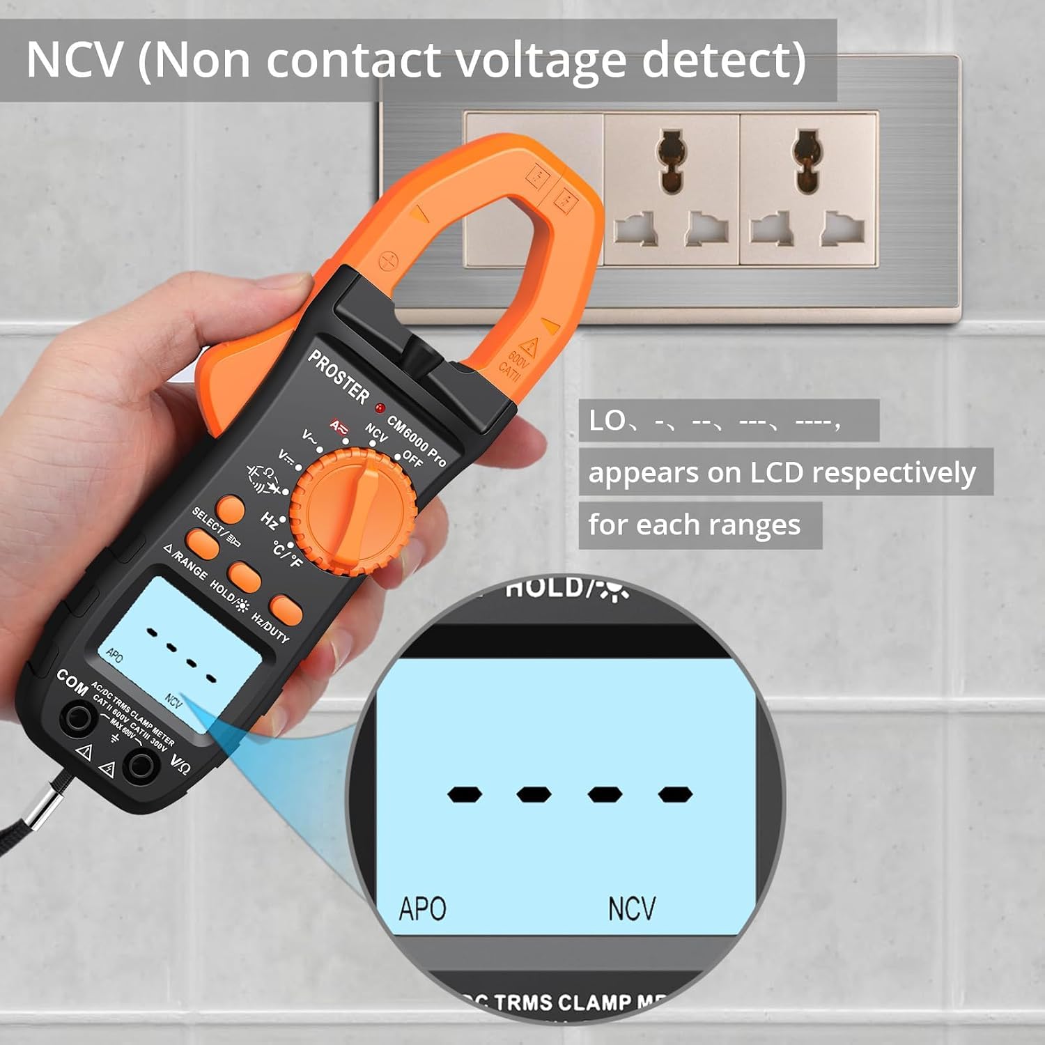 Proster 6000 Count Clamp Meter 800A Amp Tester TRMS NCV Multimeter Kit — Amazon image 6