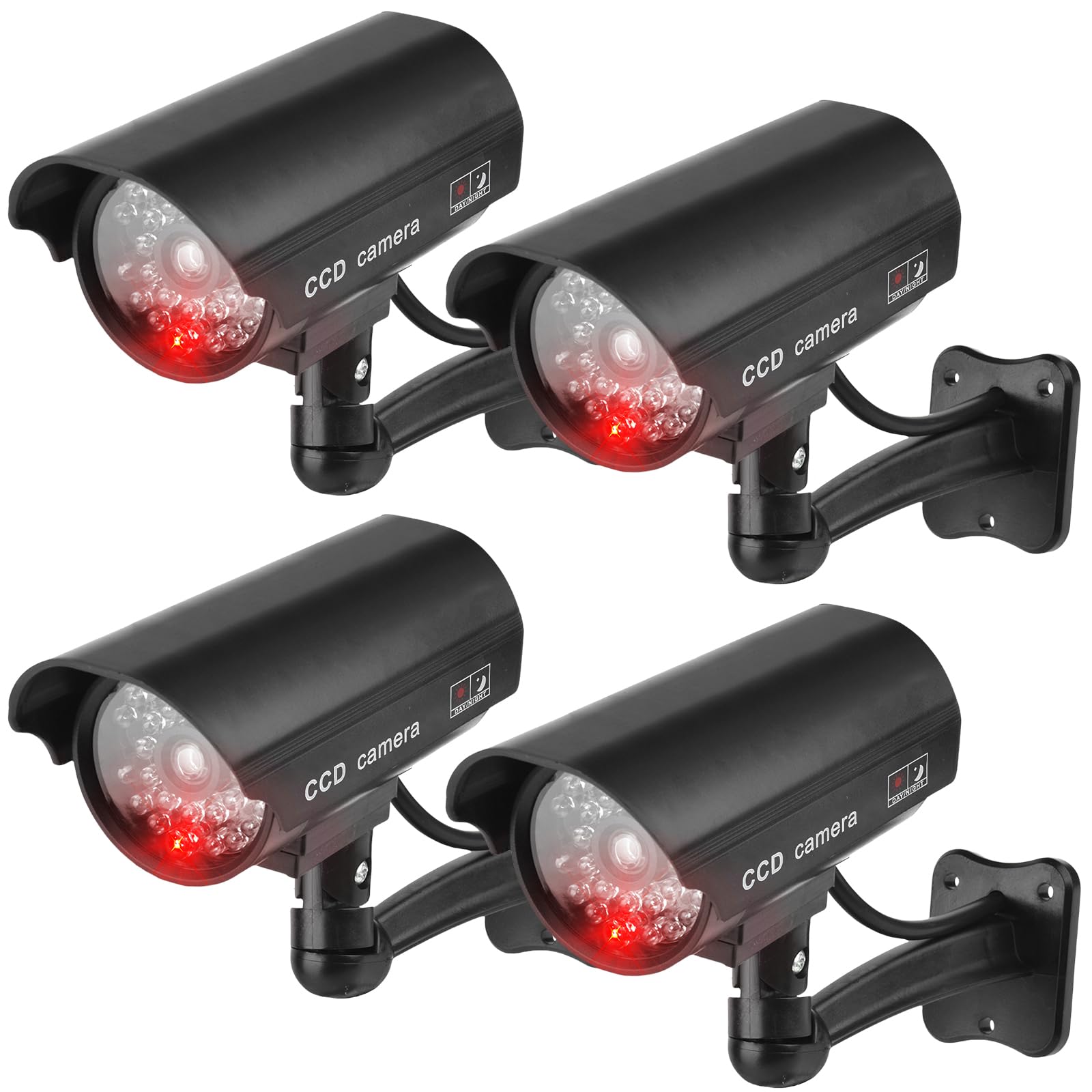 GAOUTO 4 Pezzi Telecamera Finta CCTV con LED Lampeggiante Esterna per Casa