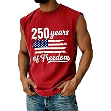 WENKOMG1 Men's Tank Tops America Sleeveless 250 Years of Freedom Flag Print Summer Gym Bodybuilding Workout Shirts, S-5XL