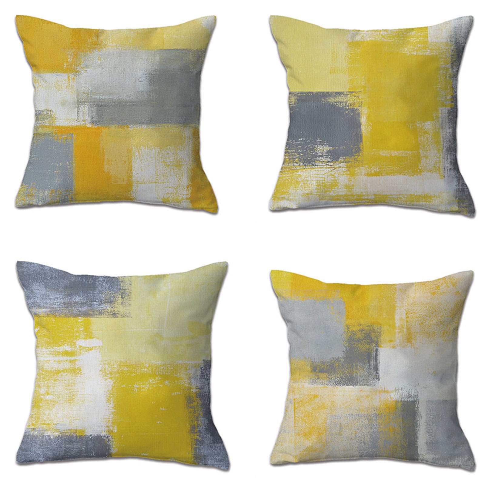 Taie d'oreiller décoration 65x65cm gris jaune pour canapé extérieur