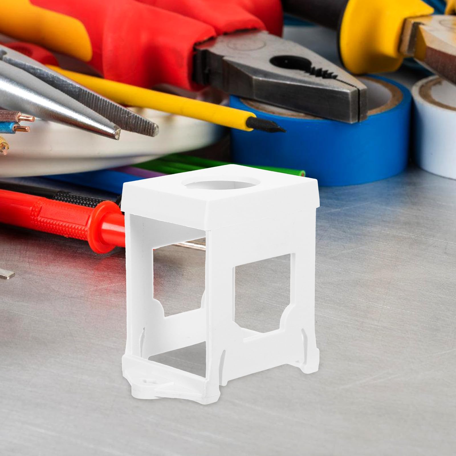 Soporte de Montaje en Riel Plástico Blanco Instalación de 22 Mm, 4 Piezas para Interruptores de Botón Pulsador para Uso Doméstico E Industrial